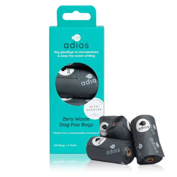 Adios Plastic 4 rolls in Grey (60 bags) - Handle on a Roll