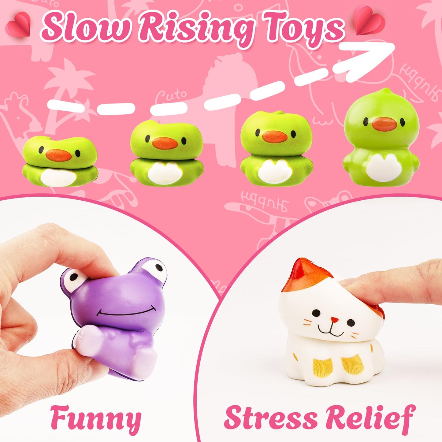 Adisher 24 Pack Valentines Day Gifts for Kids — Cards + Animal Squishy Toys for Classroom Exchanges
