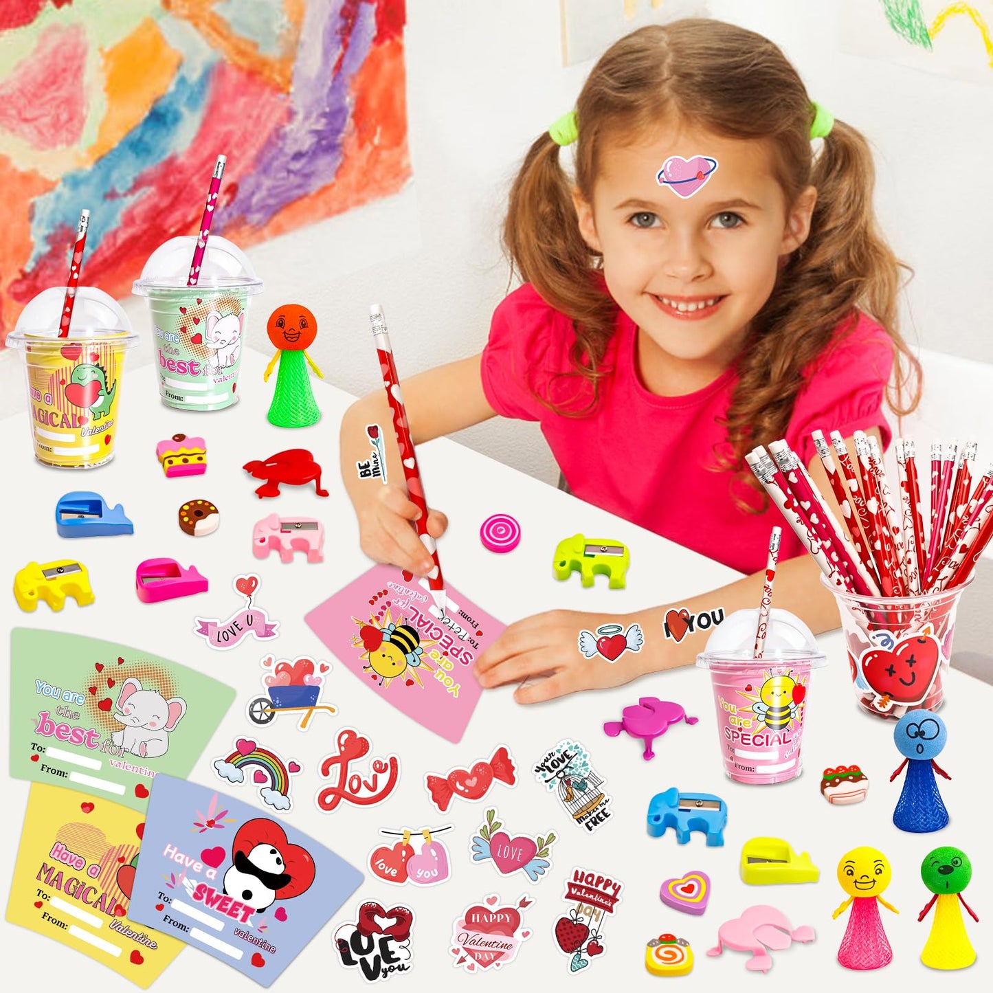 Adisher 24 Pack Valentines Day Gifts for Kids – Classroom Stationery Set