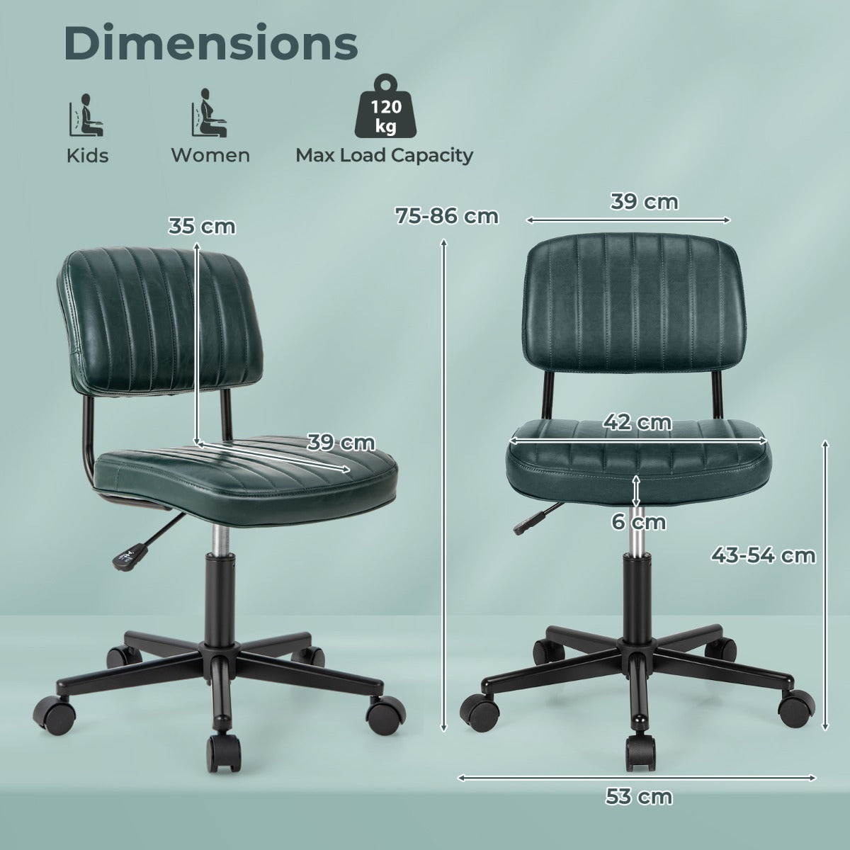 Adjustable Ergonomic Leisure Chair with PU Leather-Black