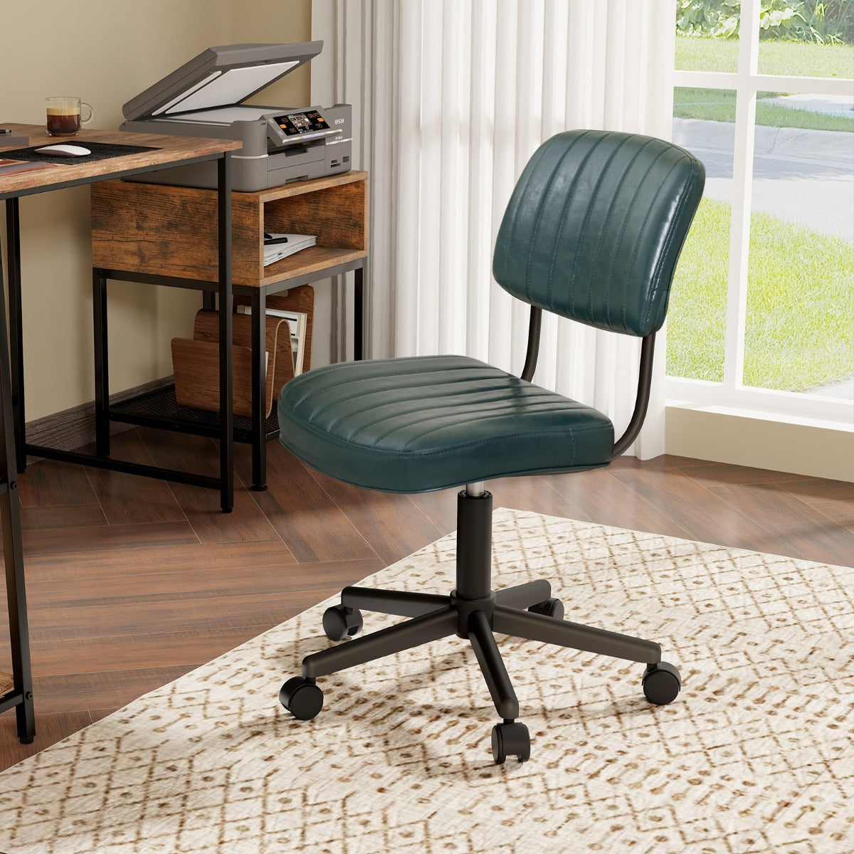 Adjustable Ergonomic Leisure Chair with PU Leather-Black