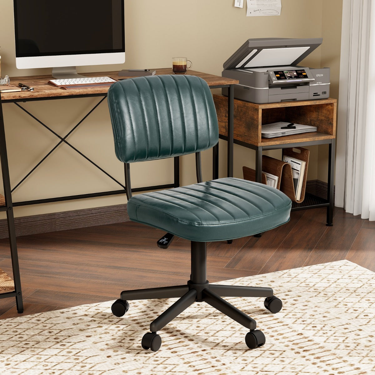 Adjustable Ergonomic Leisure Chair with PU Leather-Black