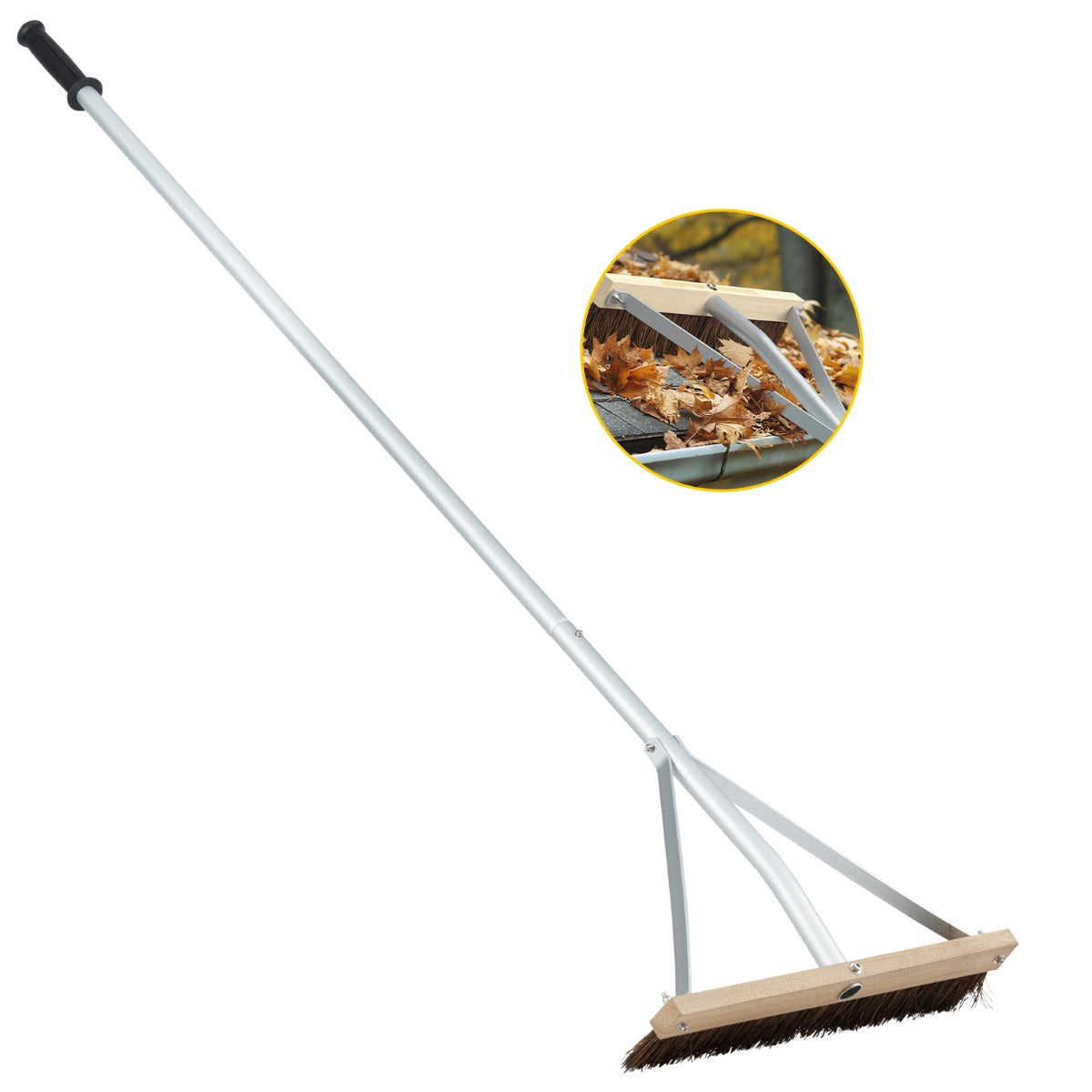 Adjustable Roof Rake with 5 Lightweight Aluminum Extension Poles