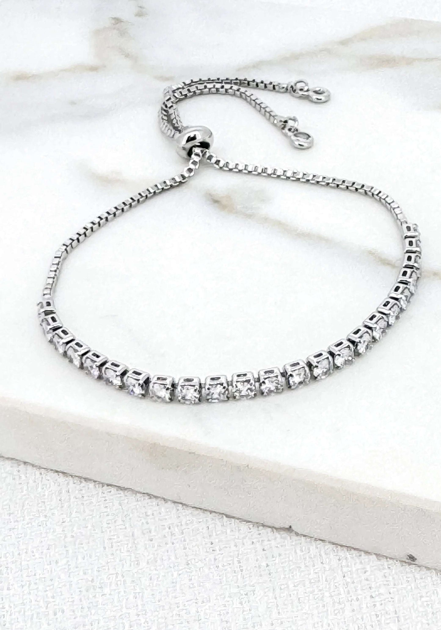 Adjustable Silver Tennis Bracelet