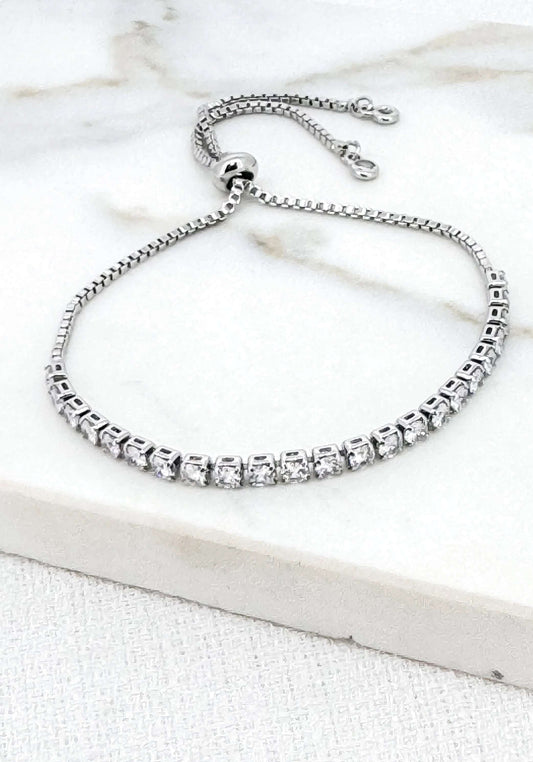 Adjustable Silver Tennis Bracelet