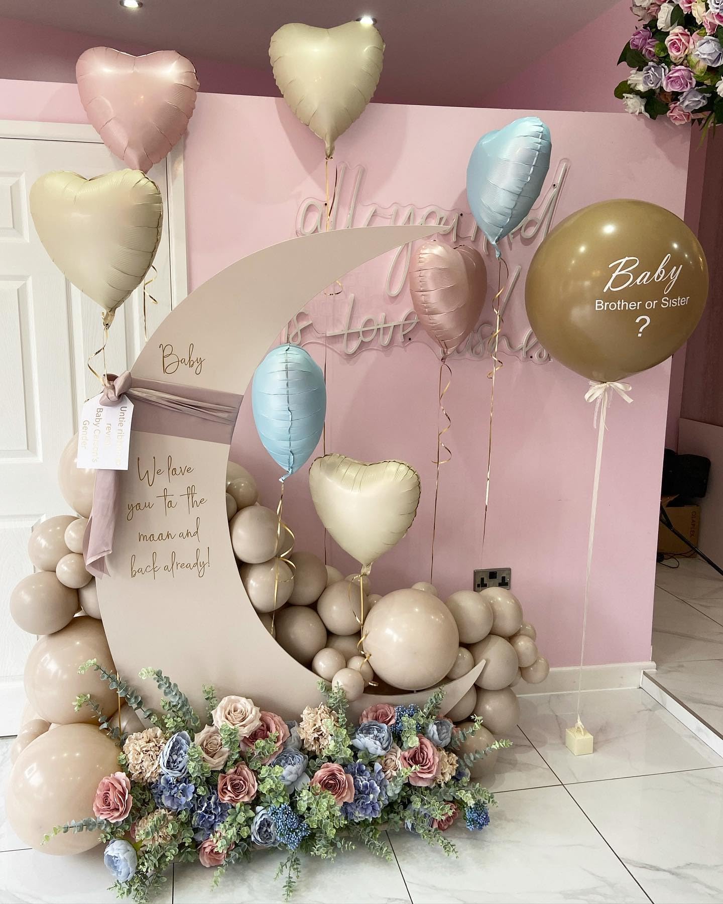 Adorely Pink Blue Heart Balloons – 12 Pcs, 18-Inch Cream White, Baby Pink & Baby Blue Foil Heart Balloons for Baby Shower, Gender Reveal, Weddings