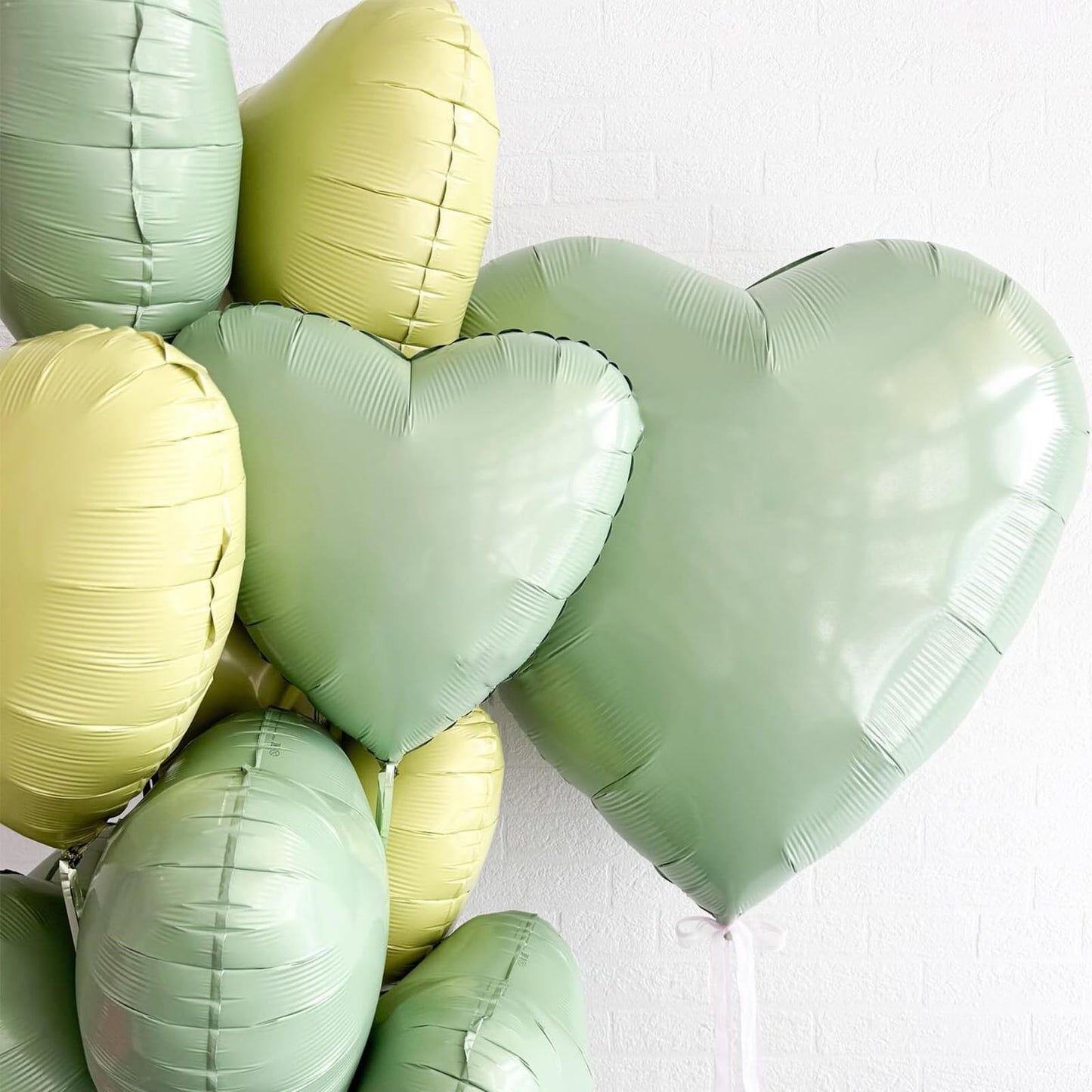Adorely Sage Green Heart Balloons – 12-Pack 18-Inch Olive Green Foil Balloons for Baby Showers, Weddings & Parties