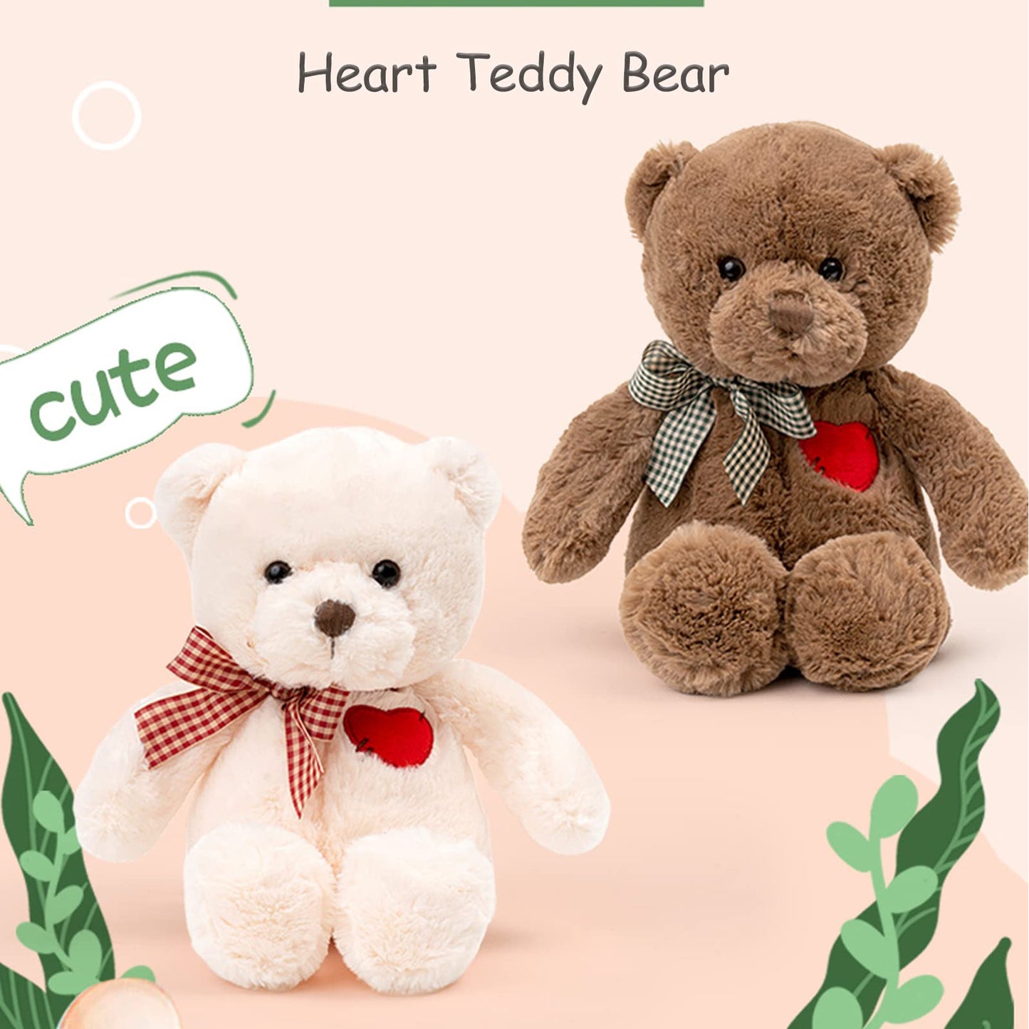 Adorlynetty 15” Teddy Bear with Heart – Soft Plush Gift for Valentine's Day