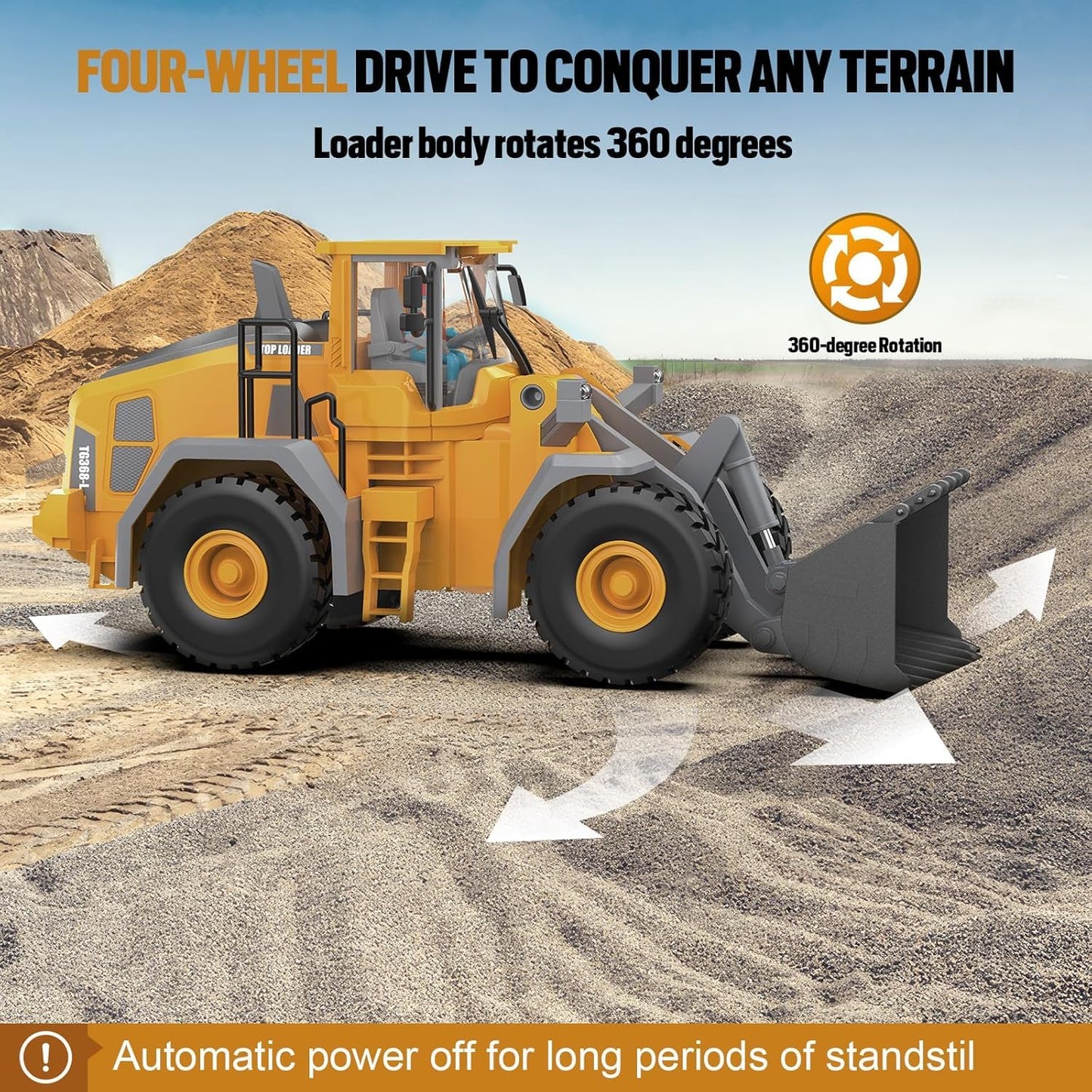 ADTHLIER 9-Channel Remote Control Loader – 2.4GHz Front Loader with Alloy Shovel
