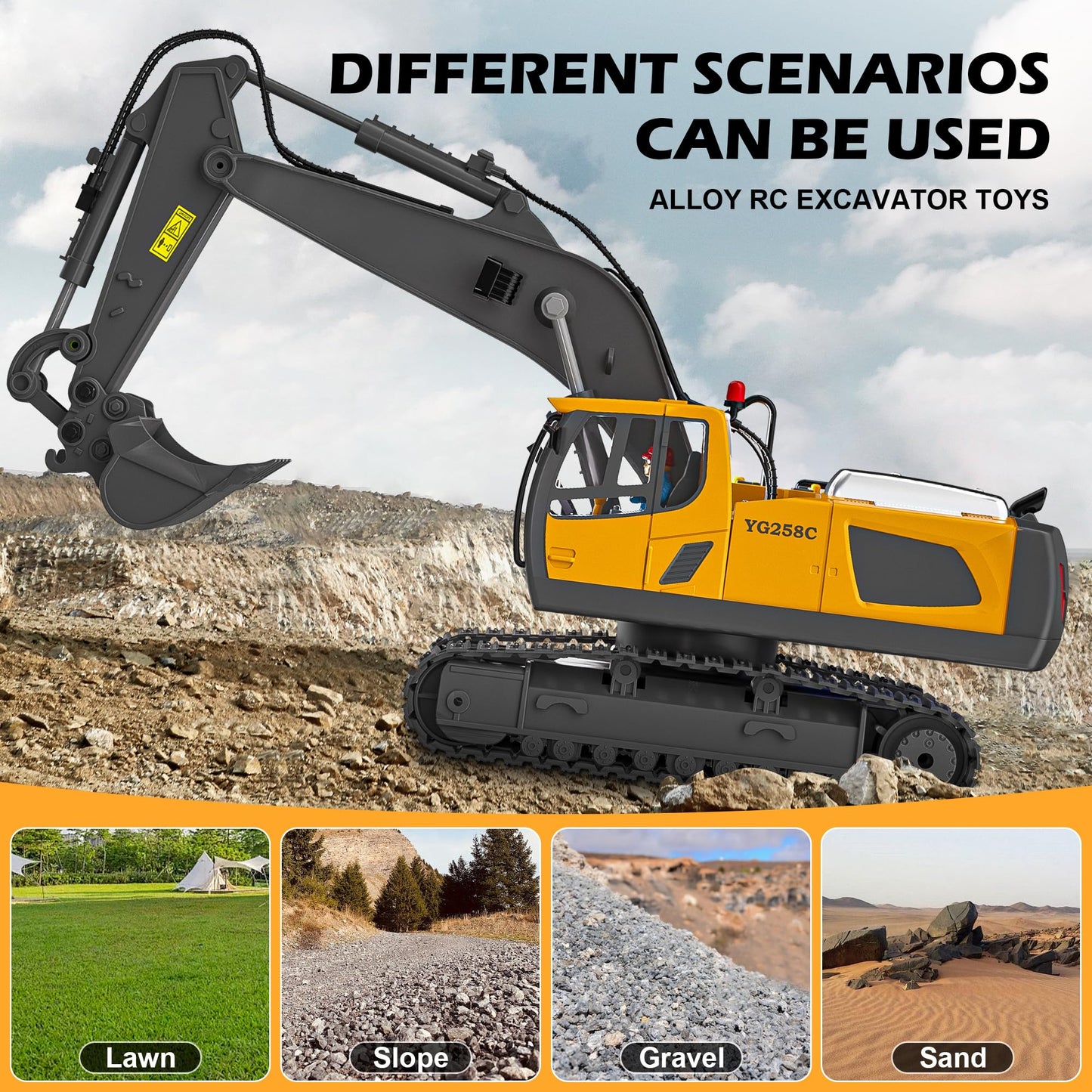 ADTHLIER 11-Channel RC Excavator Toy – 1:20 Scale, Alloy Shovel, 2.4GHz