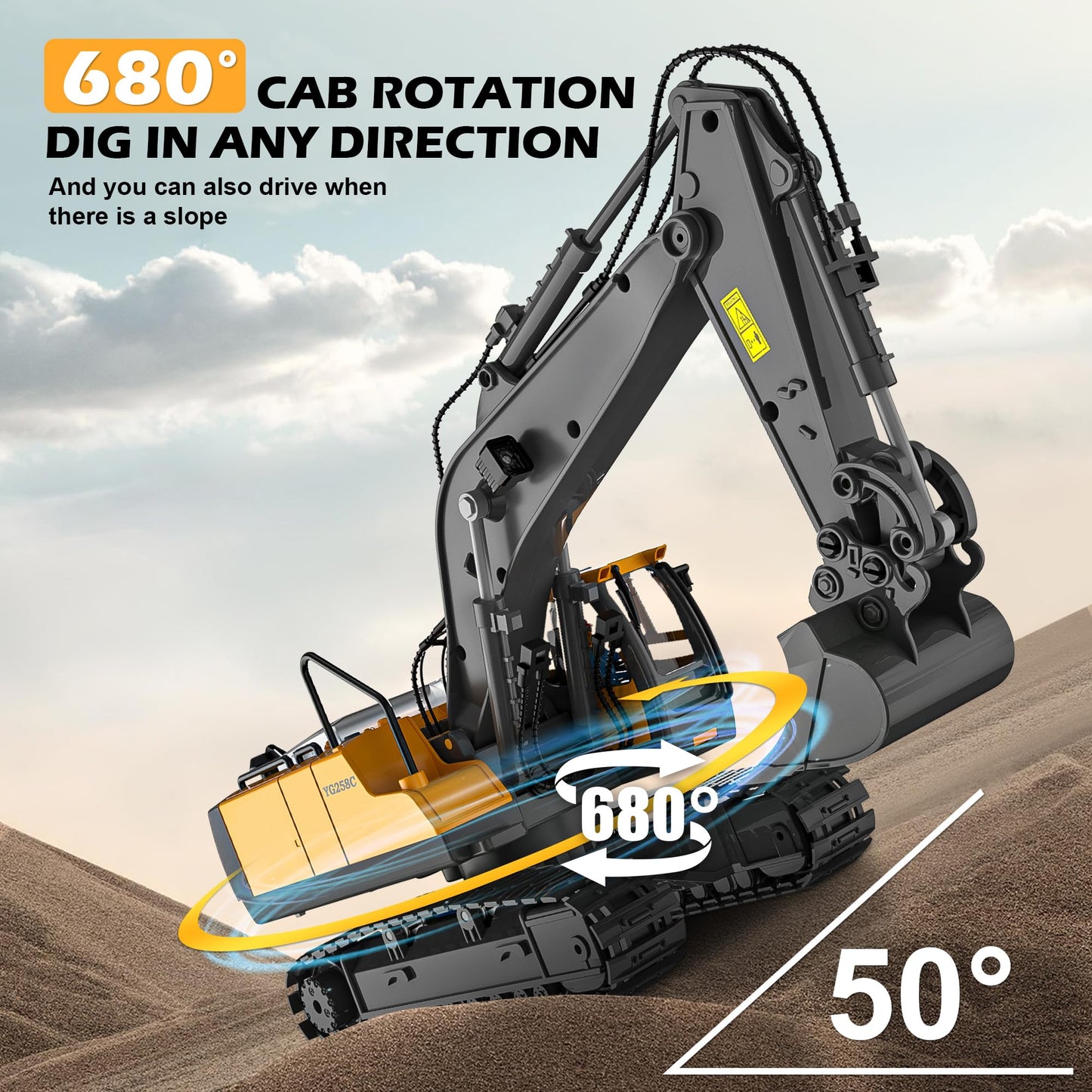 ADTHLIER 11-Channel RC Excavator Toy – 1:20 Scale, Alloy Shovel, 2.4GHz