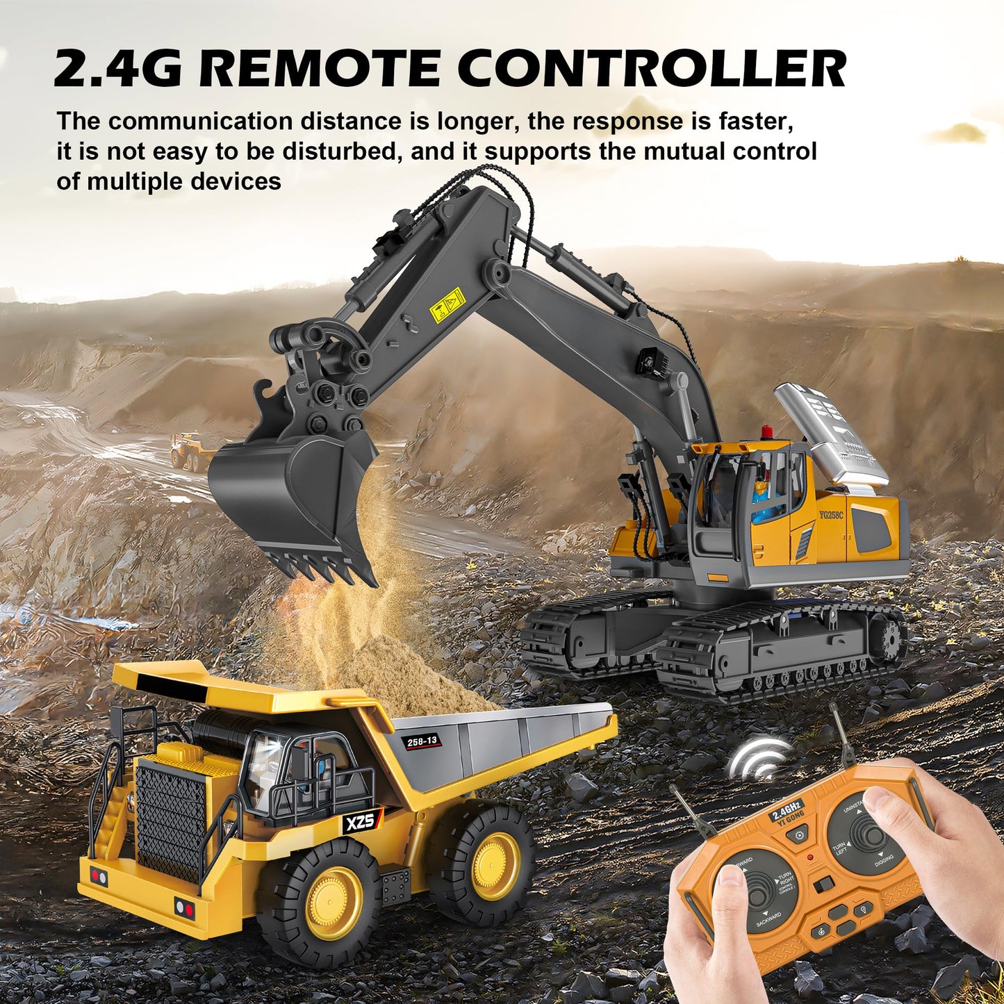 ADTHLIER 11-Channel RC Excavator Toy – 1:20 Scale, Alloy Shovel, 2.4GHz