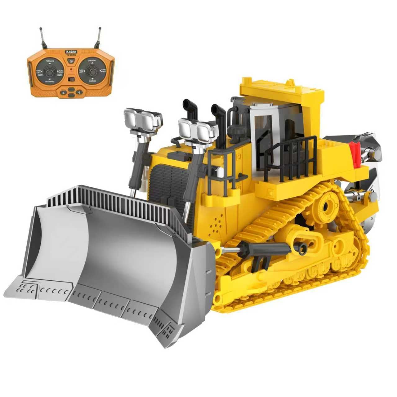 ADTHLIER Remote-Controlled Bulldozer – 11-Channel 2.4GHz RC Excavator with Lights & Sound | 1:20 Scale Toy for Ages 6+