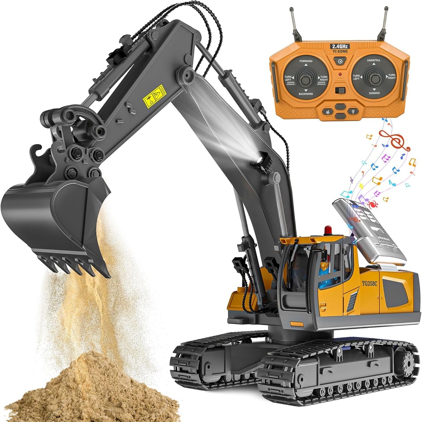 ADTHLIER 11-Channel RC Excavator Toy – 1:20 Scale, Alloy Shovel, 2.4GHz
