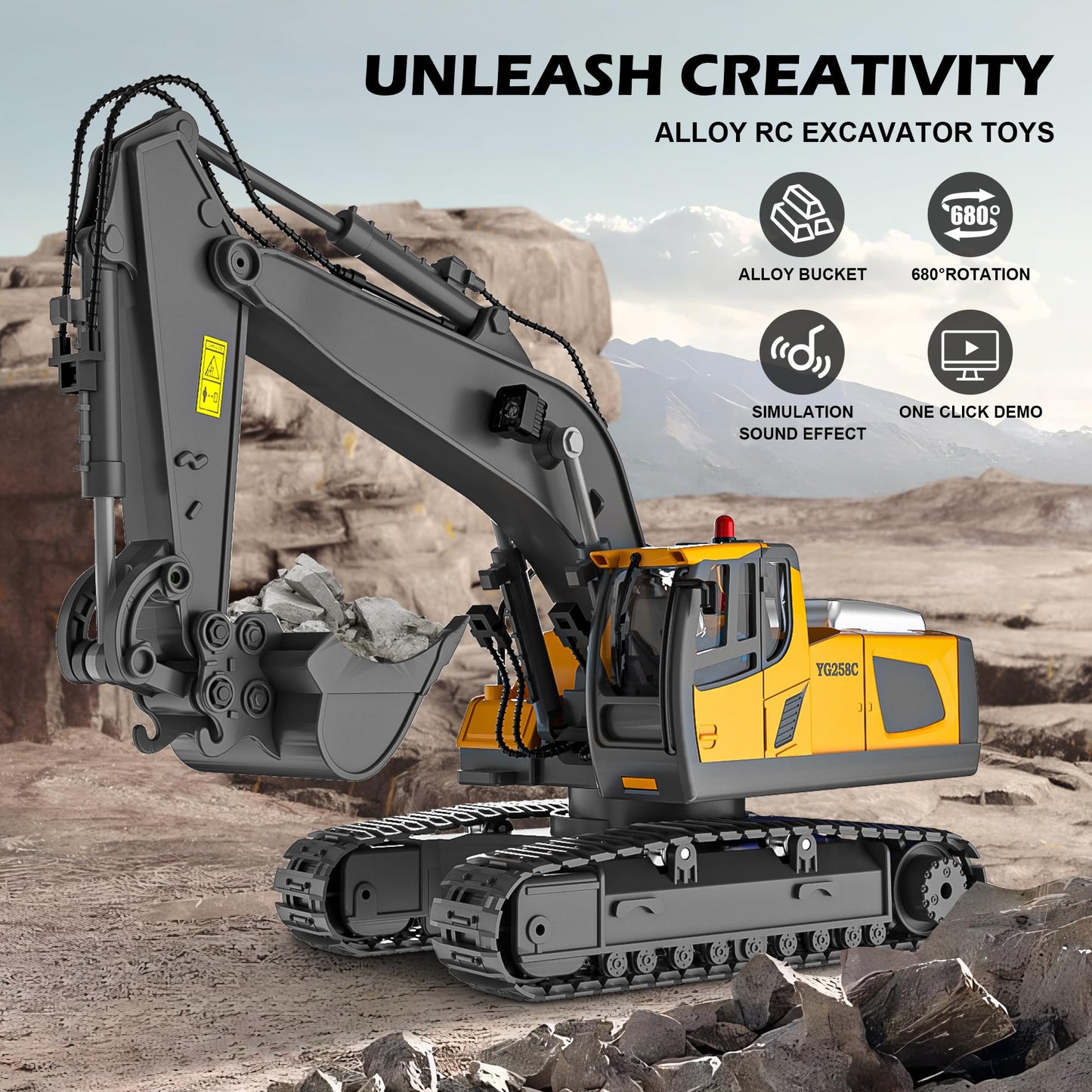 ADTHLIER 11-Channel RC Excavator Toy – 1:20 Scale, Alloy Shovel, 2.4GHz