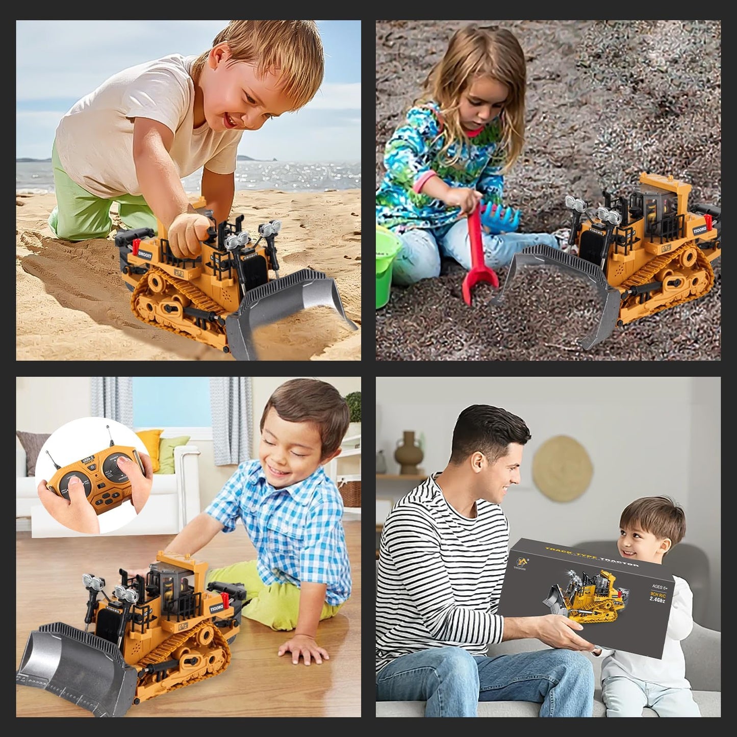 ADTHLIER Remote-Controlled Bulldozer – 11-Channel 2.4GHz RC Excavator with Lights & Sound | 1:20 Scale Toy for Ages 6+