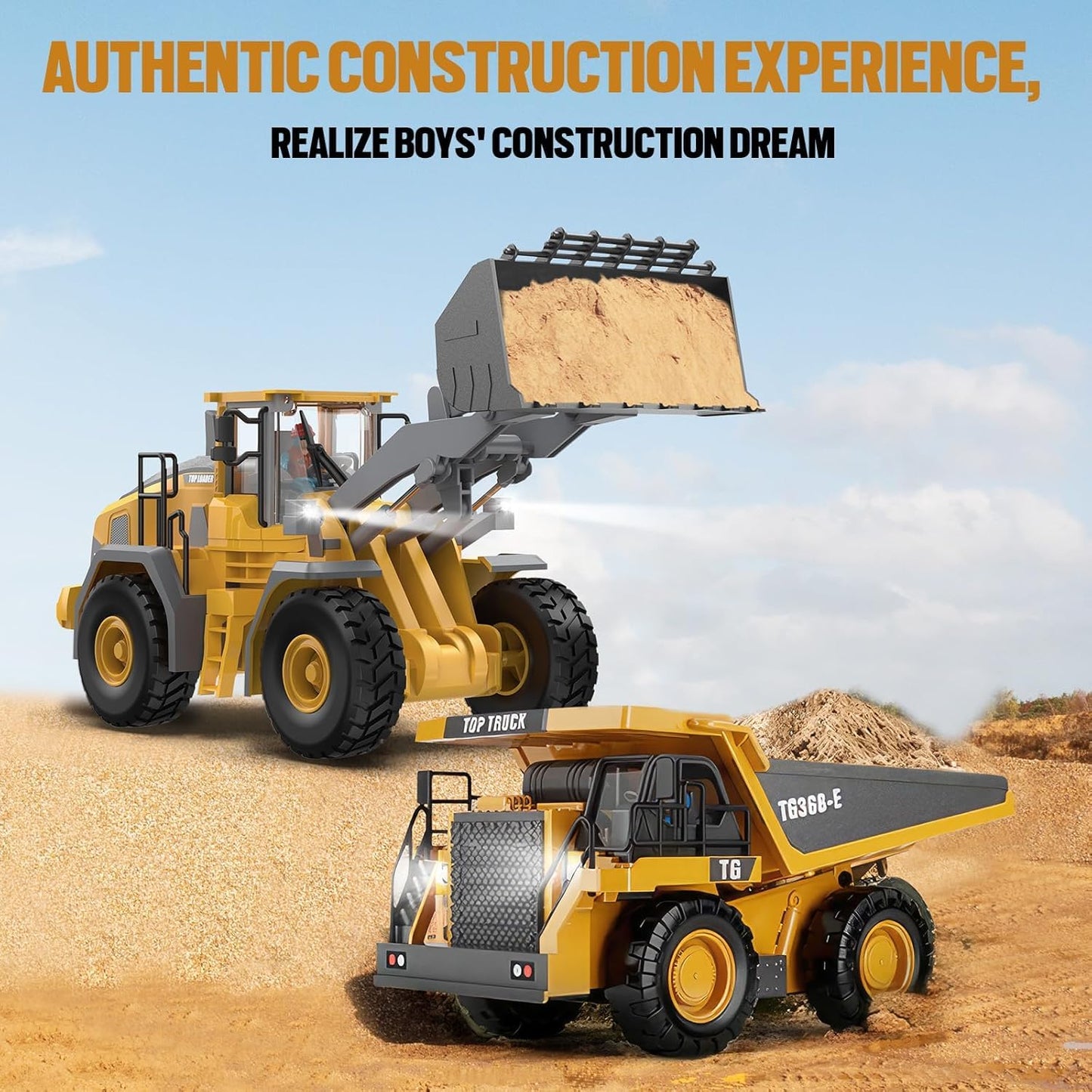 ADTHLIER 9-Channel Remote Control Loader – 2.4GHz Front Loader with Alloy Shovel