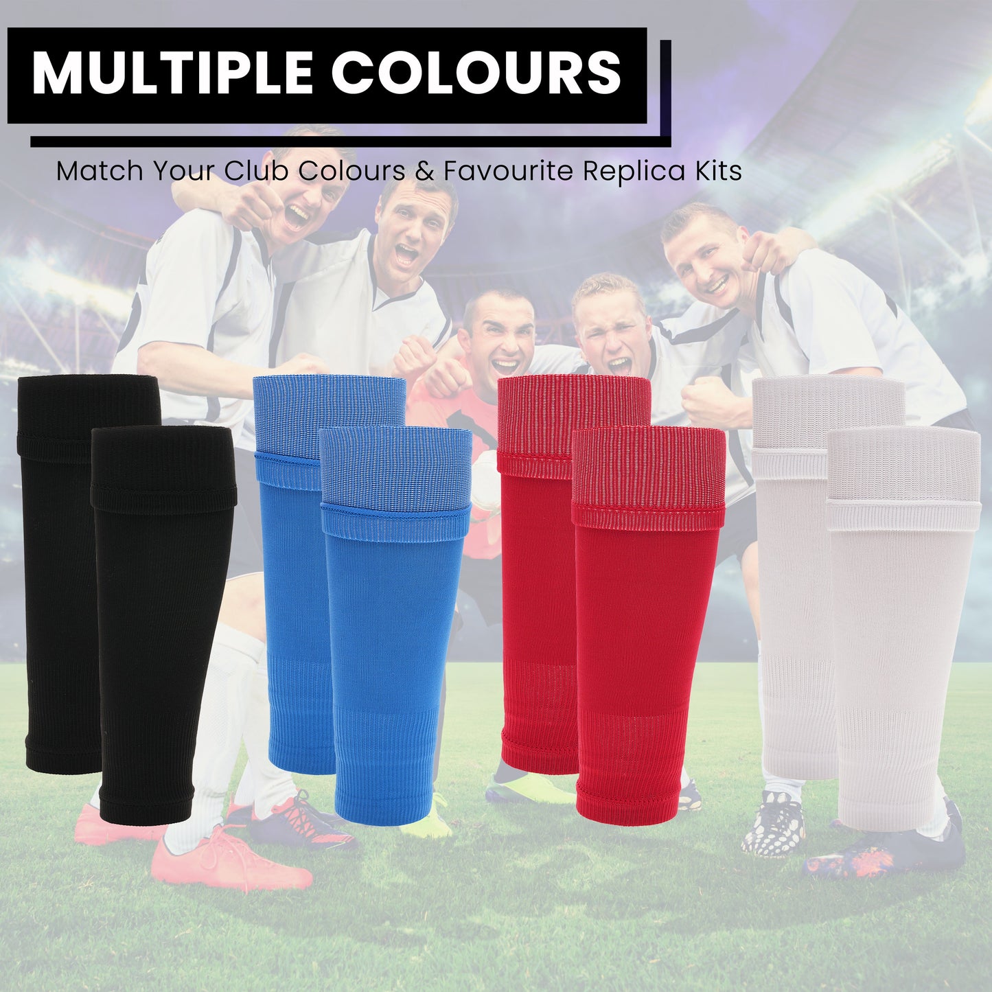 Adults Black Football Leg Sleeve Socks Compression Support Fits Over Shin Pads Breathable & Secure for Training Running by Sock Stack