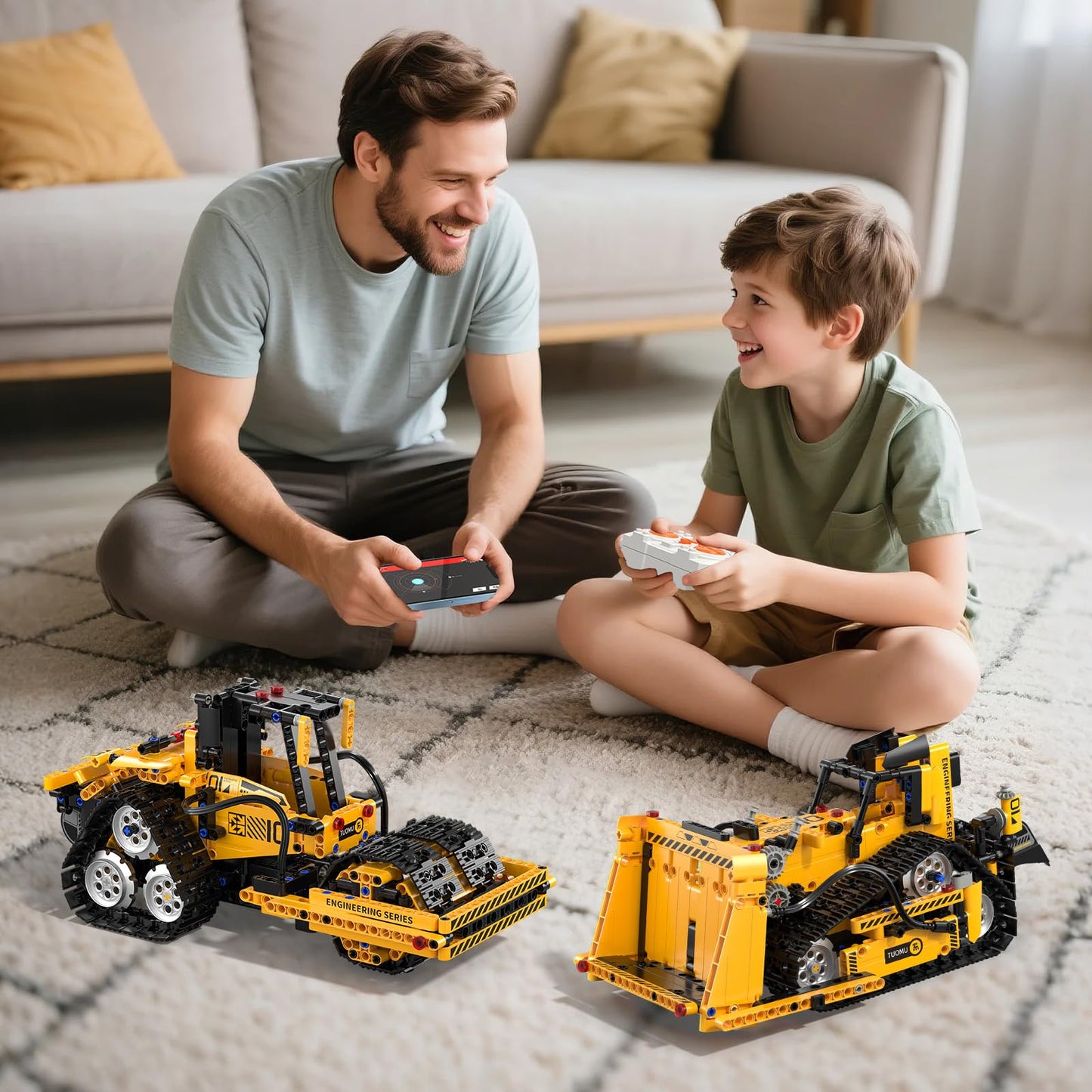 ADUSRIZ 5-in-1 STEM Robotics Kit for Kids 6-14 — Remote & App Controlled Excavator, Robot, Bulldozer, Roller, Truck (535 PCS)