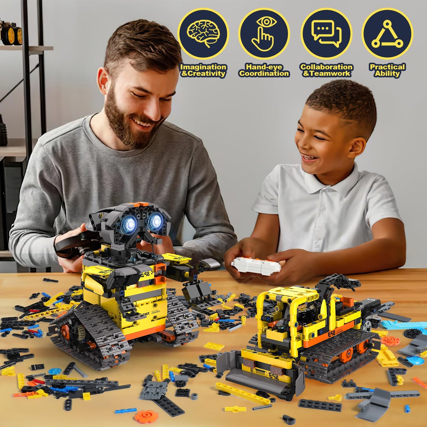 ADUSRIZ 5-in-1 Stem Robot Building Kit for Kids | 688 PCS, Remote & App Control