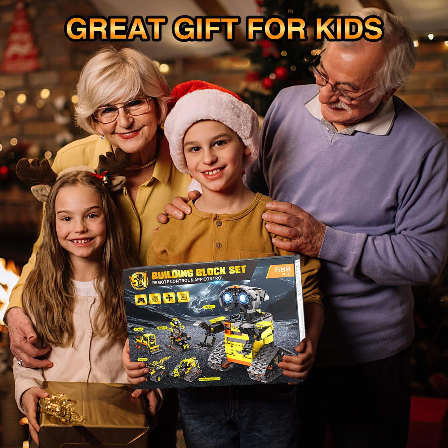 ADUSRIZ 5-in-1 Stem Robot Building Kit for Kids | 688 PCS, Remote & App Control