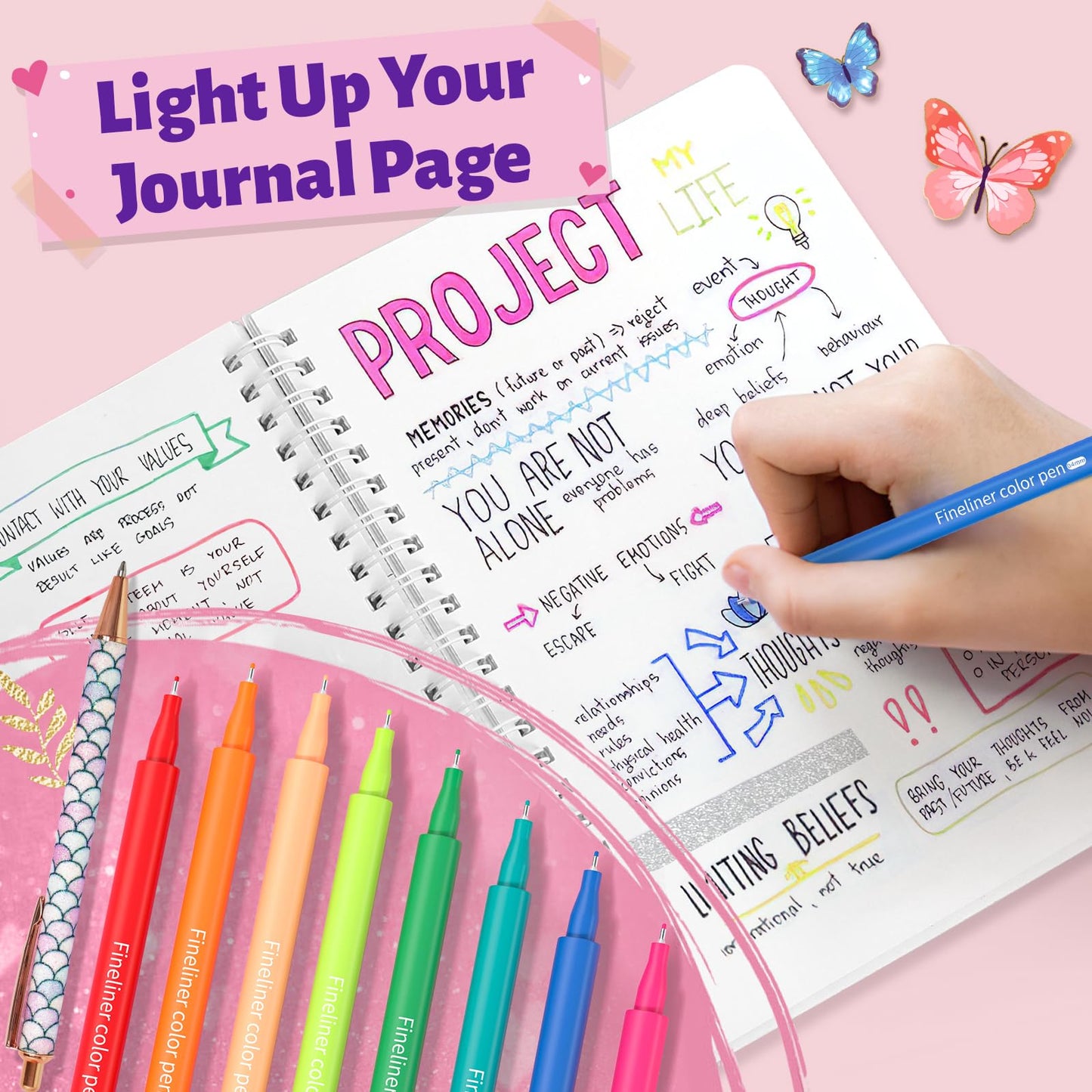ADUSRIZ 2-Pack DIY Journal Kit for Girls 8–14 | 70+ Craft Accessories & Scrapbook Set | Giftable Kit