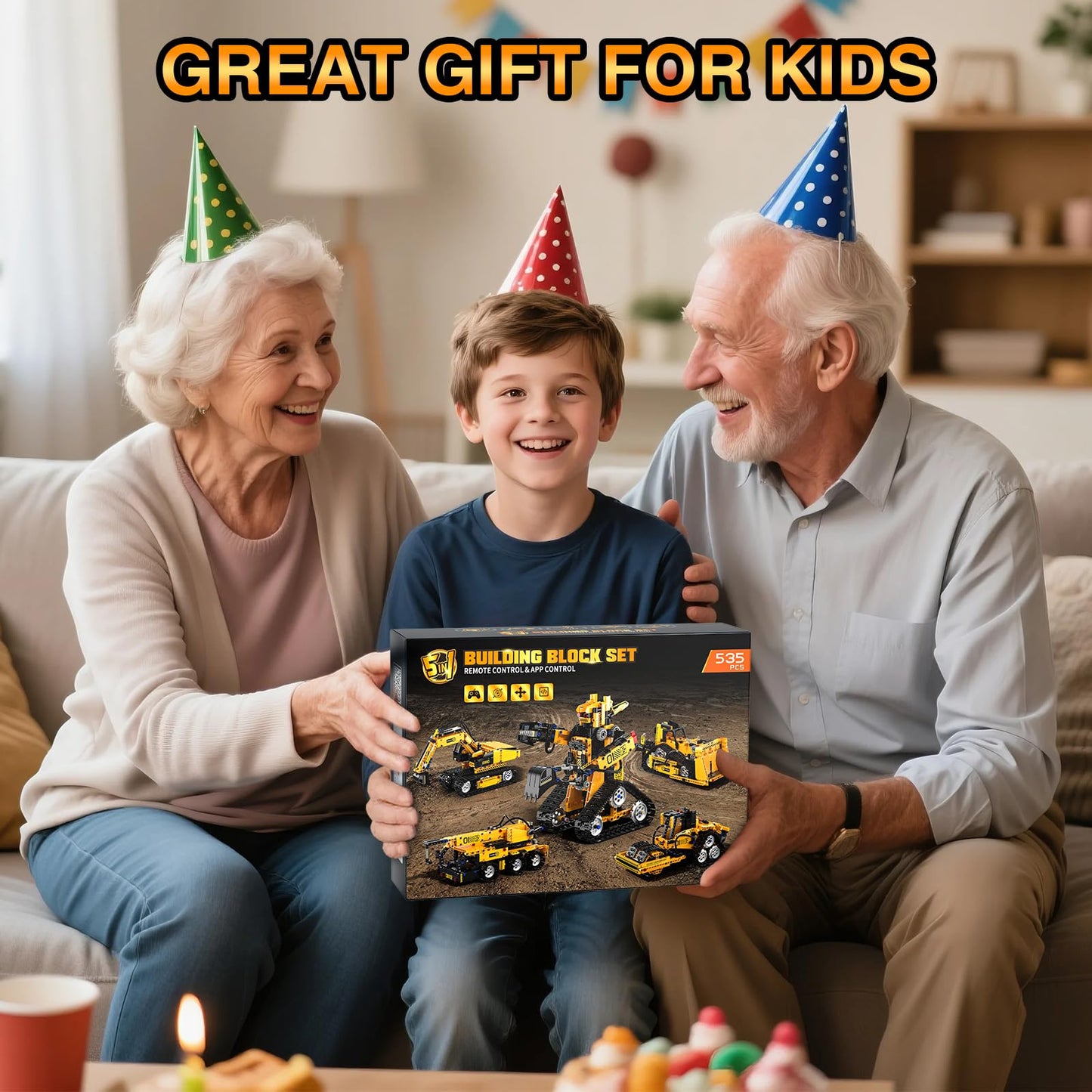 ADUSRIZ 5-in-1 STEM Robotics Kit for Kids 6-14 — Remote & App Controlled Excavator, Robot, Bulldozer, Roller, Truck (535 PCS)