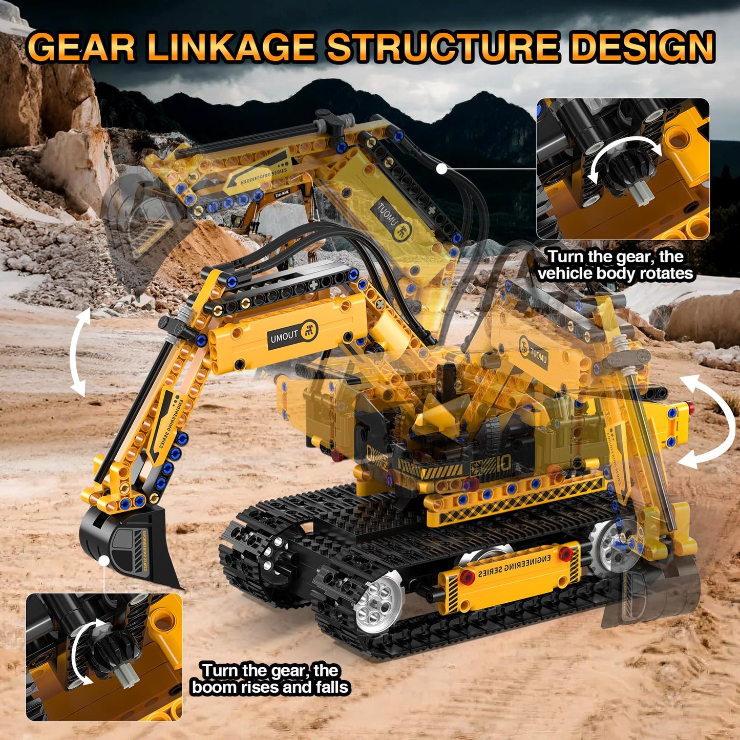 ADUSRIZ 5-in-1 STEM Robotics Kit for Kids 6-14 — Remote & App Controlled Excavator, Robot, Bulldozer, Roller, Truck (535 PCS)