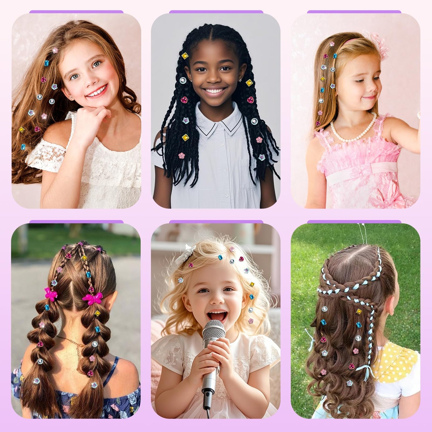 ADXVR Hair Gem Stamper Kit – Reusable Glitter Hair Jewels for Girls