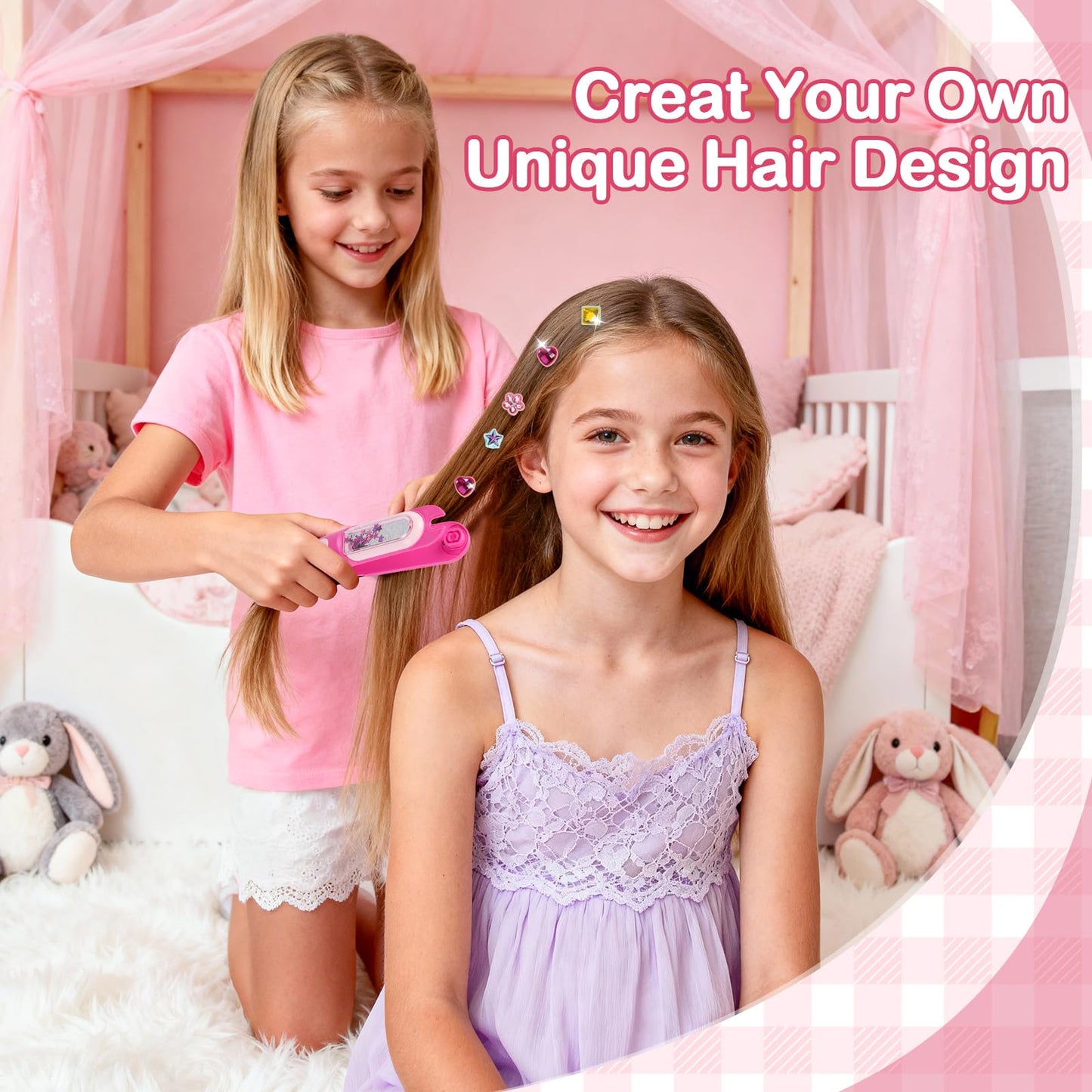 ADXVR Hair Gem Stamper Kit – Sparkling Hair Jewels for Girls Ages 5-10