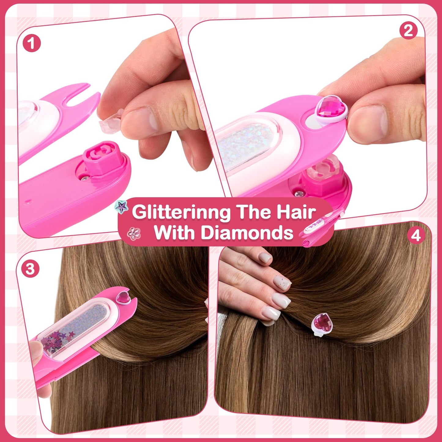 ADXVR Hair Gem Stamper Kit – Sparkling Hair Jewels for Girls Ages 5-10