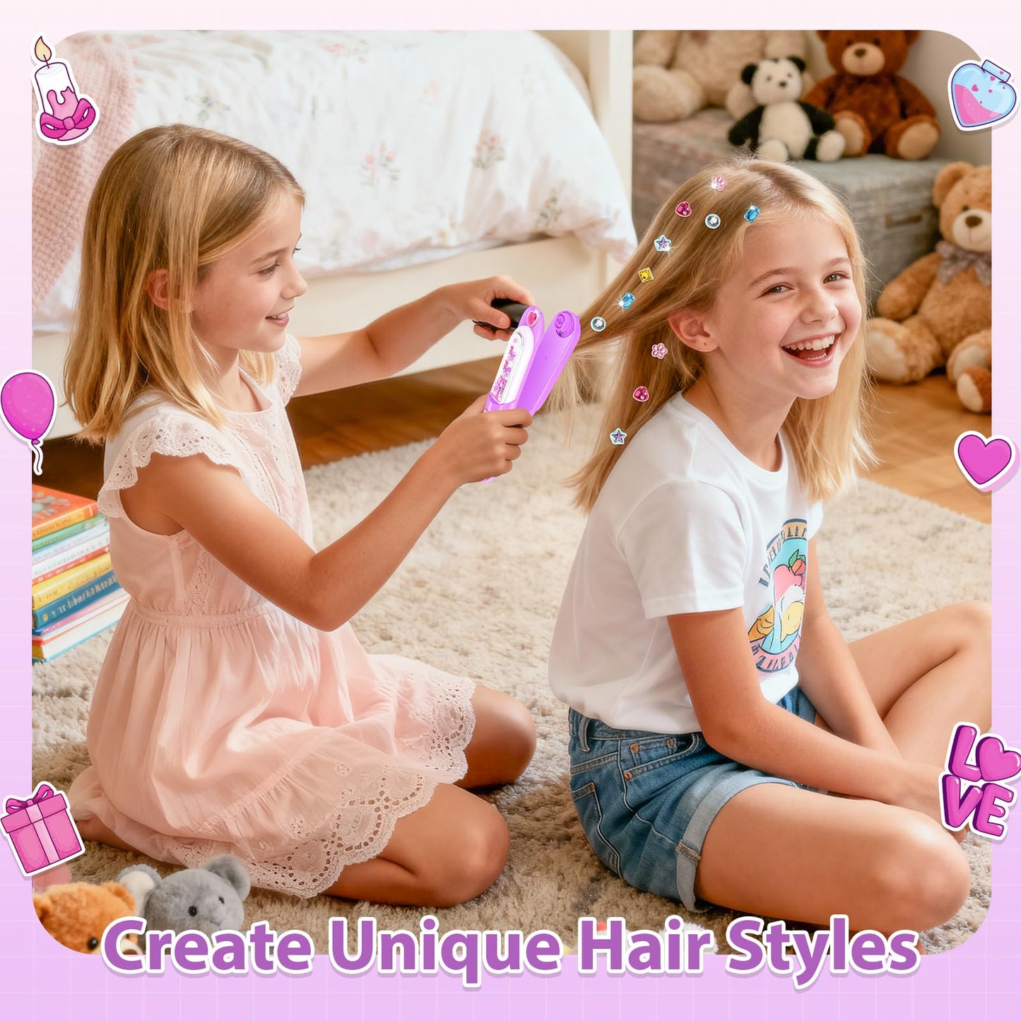 ADXVR Hair Gem Stamper Kit – Reusable Glitter Hair Jewels for Girls