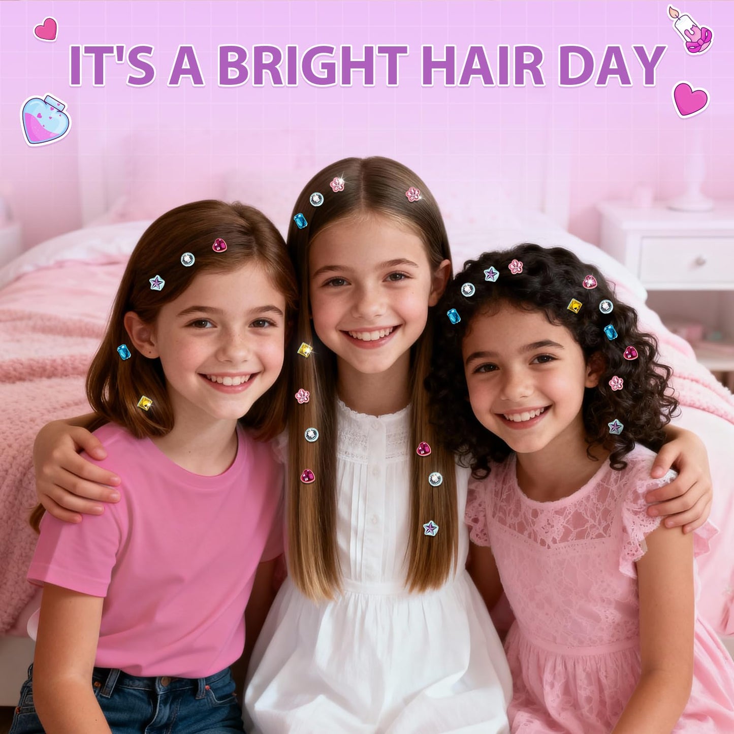 ADXVR Hair Gem Stamper Kit – Reusable Glitter Hair Jewels for Girls