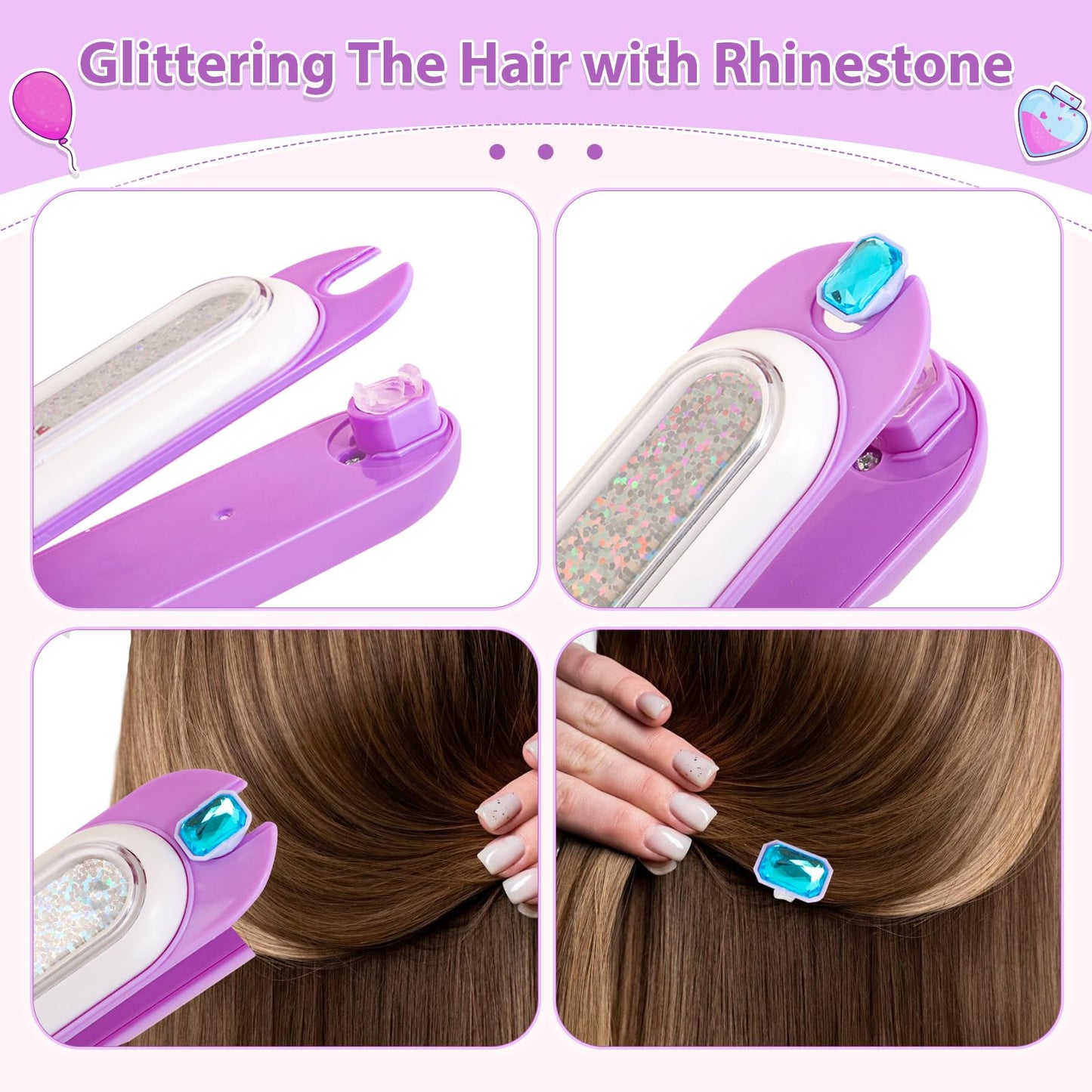 ADXVR Hair Gem Stamper Kit – Reusable Glitter Hair Jewels for Girls