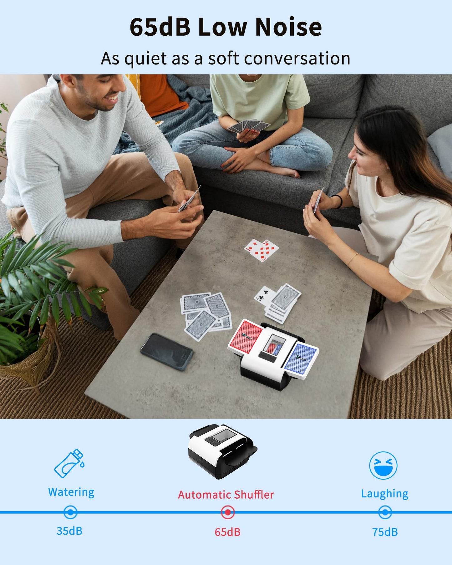 ADZERD Automatic Card Shuffler for 1-2 Decks | USB-C Rechargeable, Dual Auto/Manual Modes, Quiet & Compact