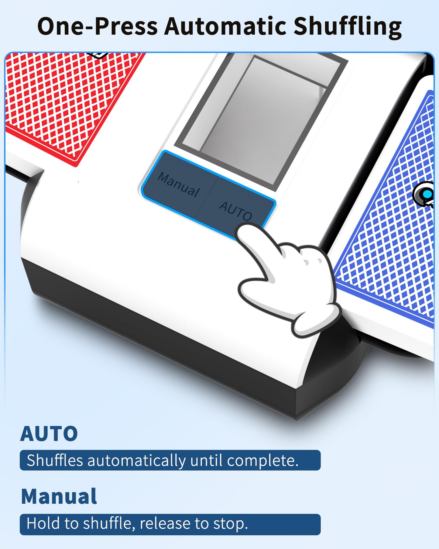 ADZERD Automatic Card Shuffler for 1-2 Decks | USB-C Rechargeable, Dual Auto/Manual Modes, Quiet & Compact