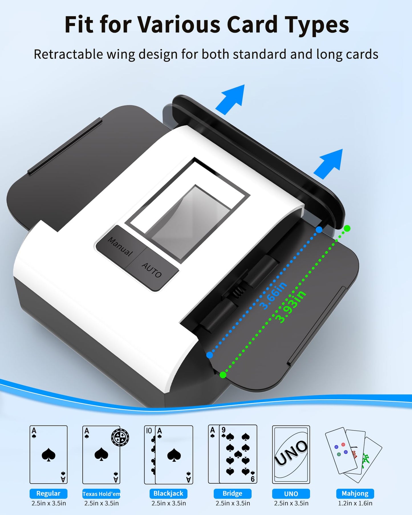 ADZERD Automatic Card Shuffler for 1-2 Decks | USB-C Rechargeable, Dual Auto/Manual Modes, Quiet & Compact