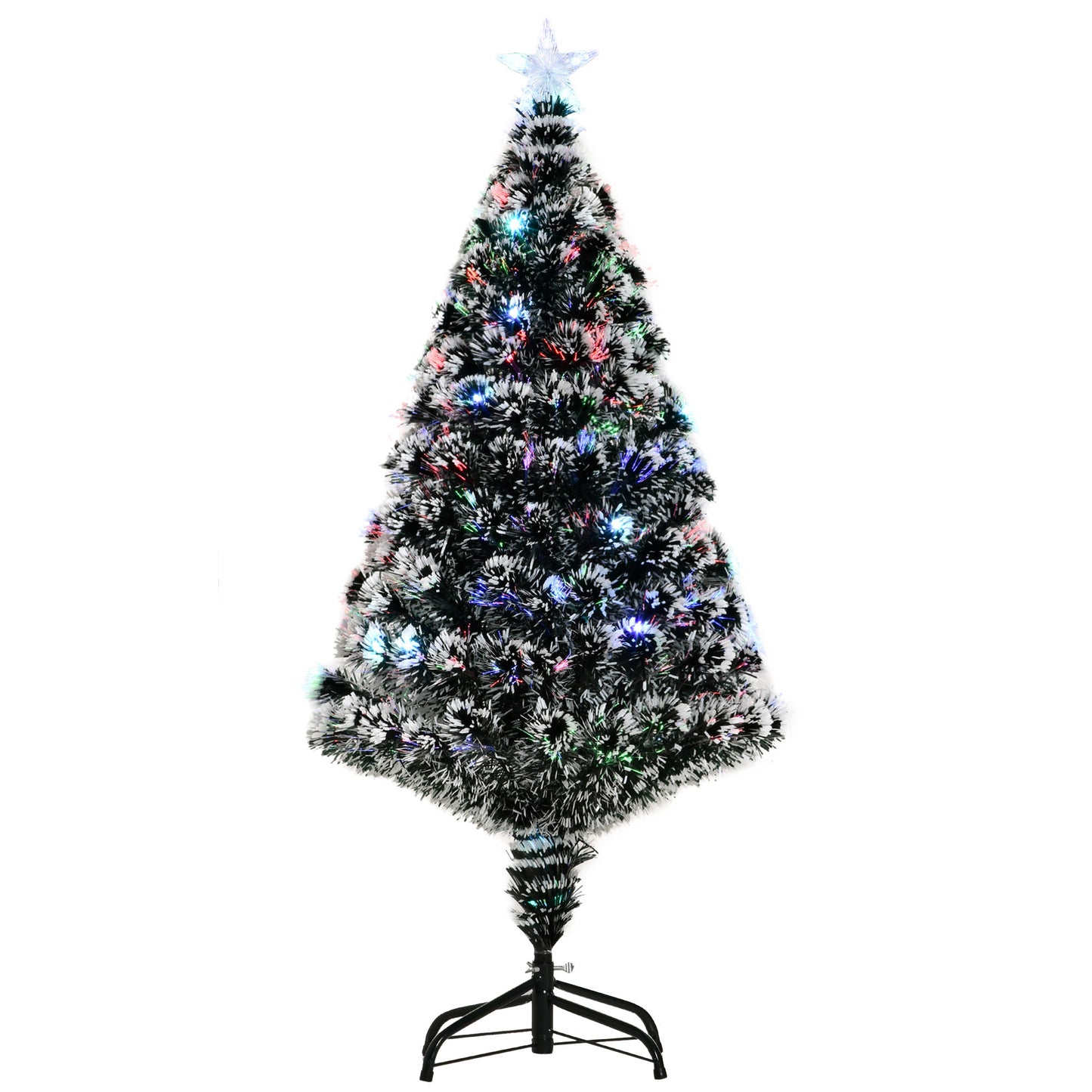 4ft Artificial Prelit Christmas Tree Snow Tree LED Fiber Optics Green White
