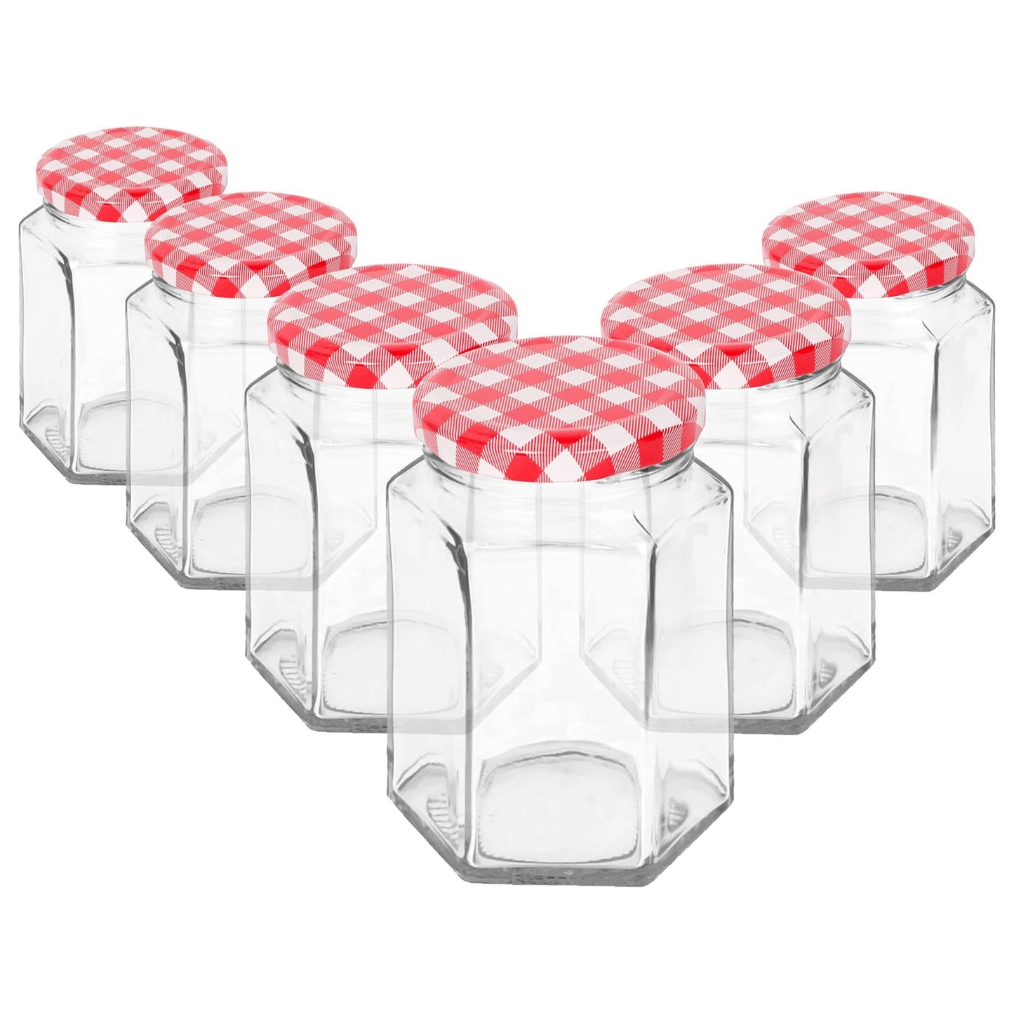 250ml Hexagonal Glass Jam Jars with Lids - Pack of Six