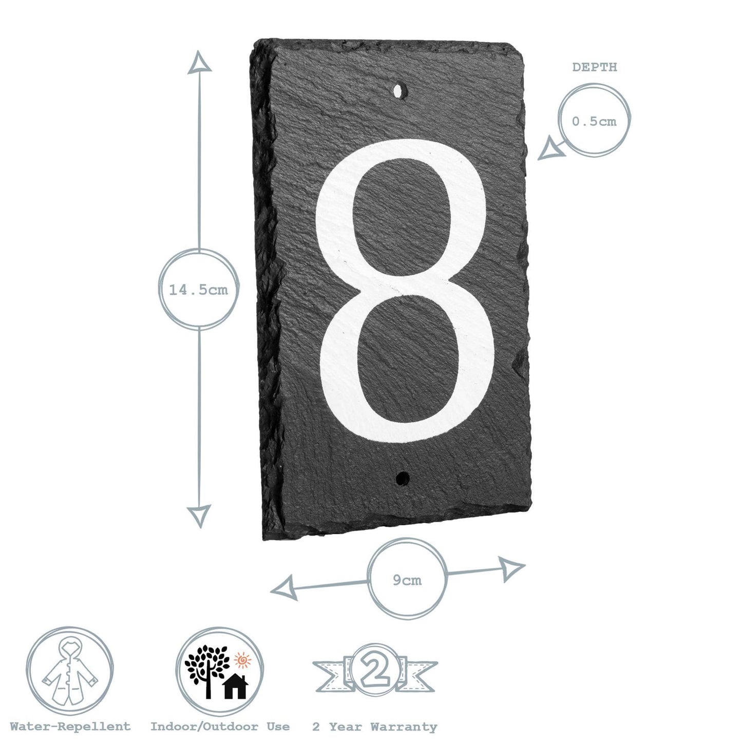 Number 8 Slate House Sign