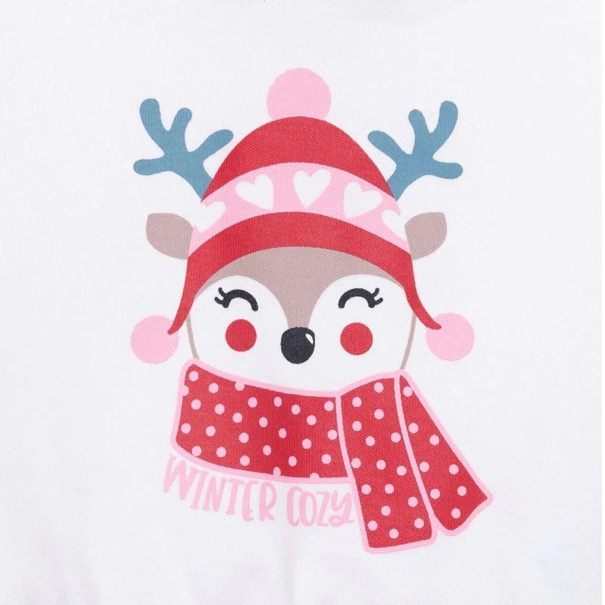 HelloBaby Girls Long Sleeve Pyjamas Set Animal with Poppers Christmas Crew Neck Long Leg Long Sleeve - Red