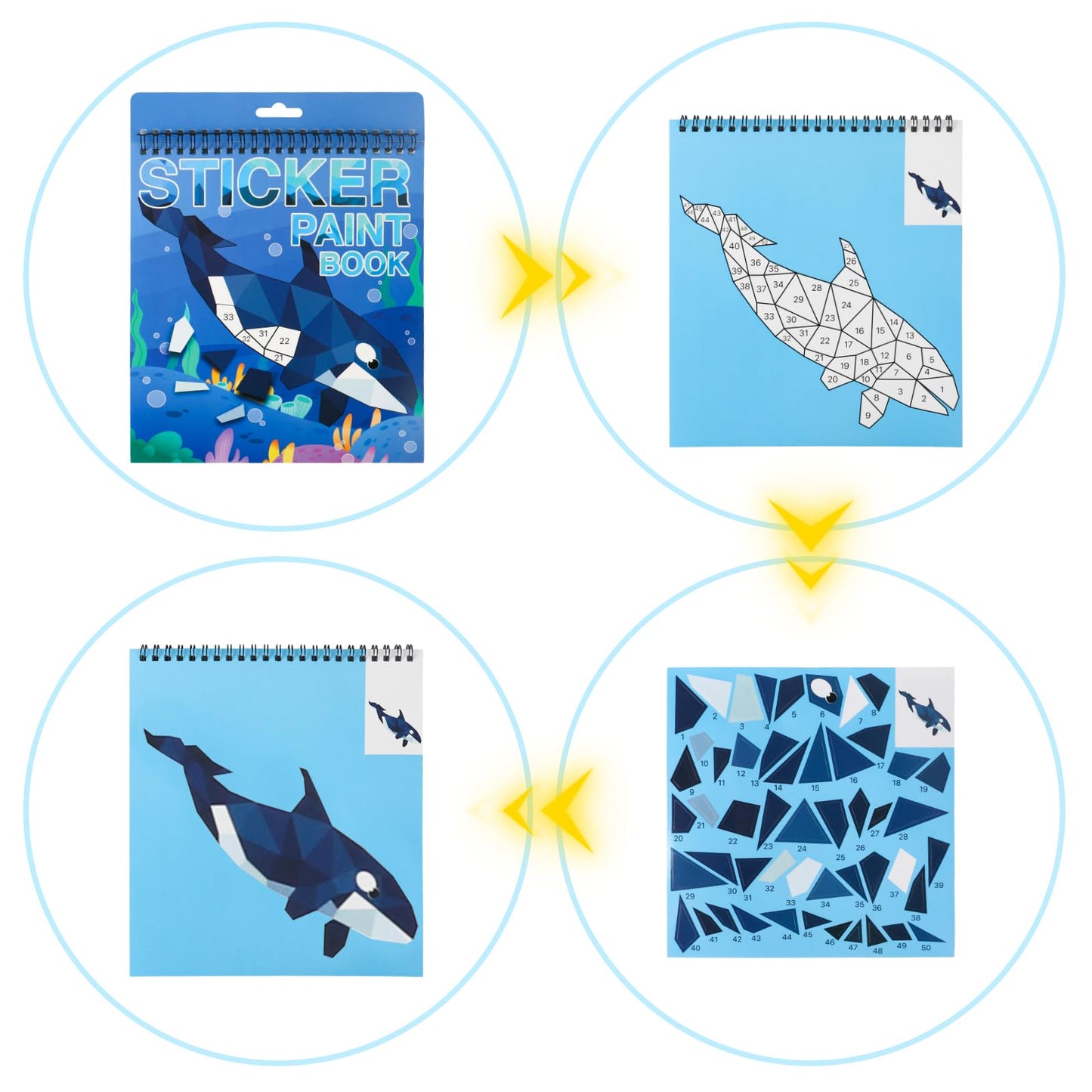AEAHALY Ocean Paint by Sticker Crafts – Sticker by Number Book for Kids 4-8