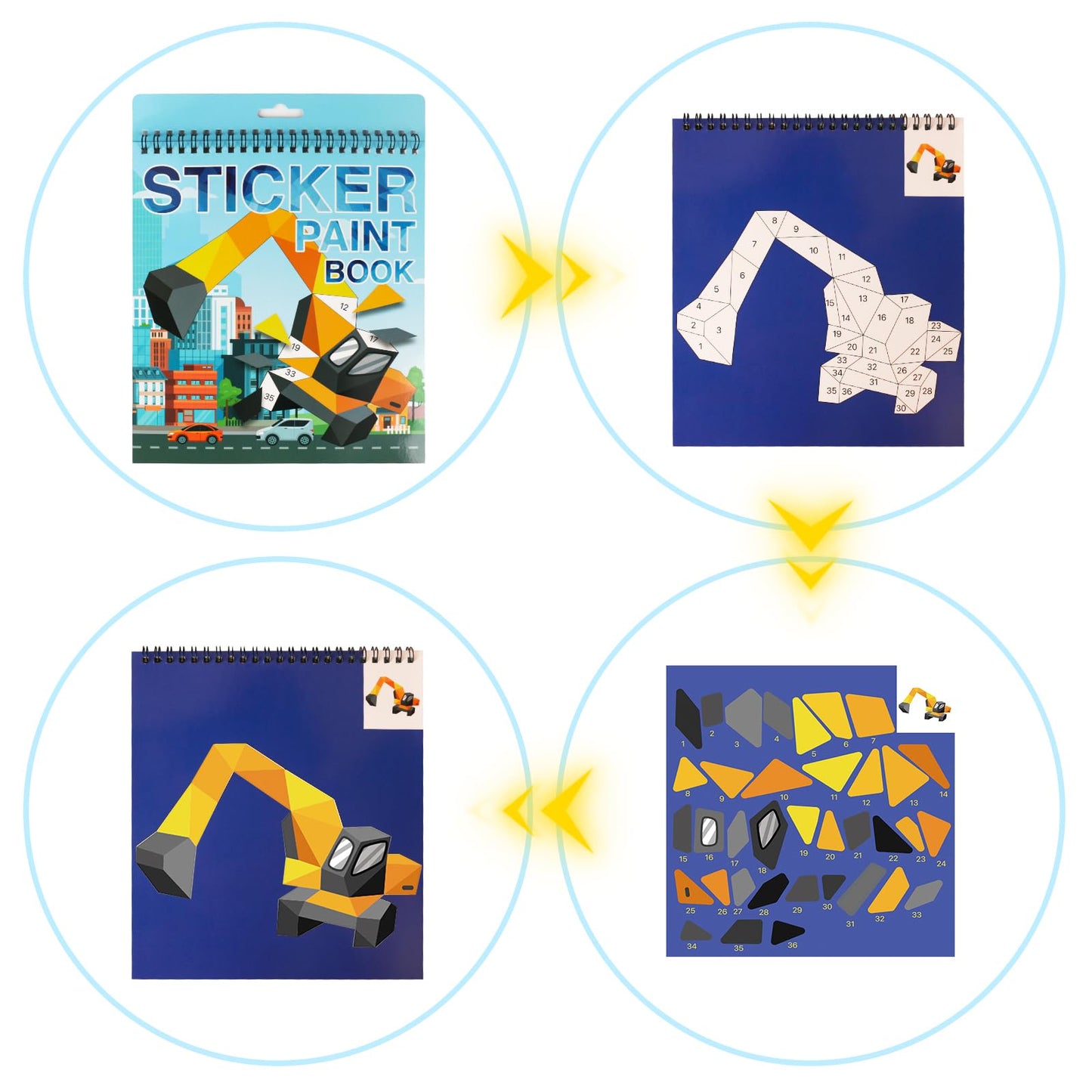 AEAHALY Vehicle Sticker Book – Sticker by Number for Kids 4-8 | Travel Activity