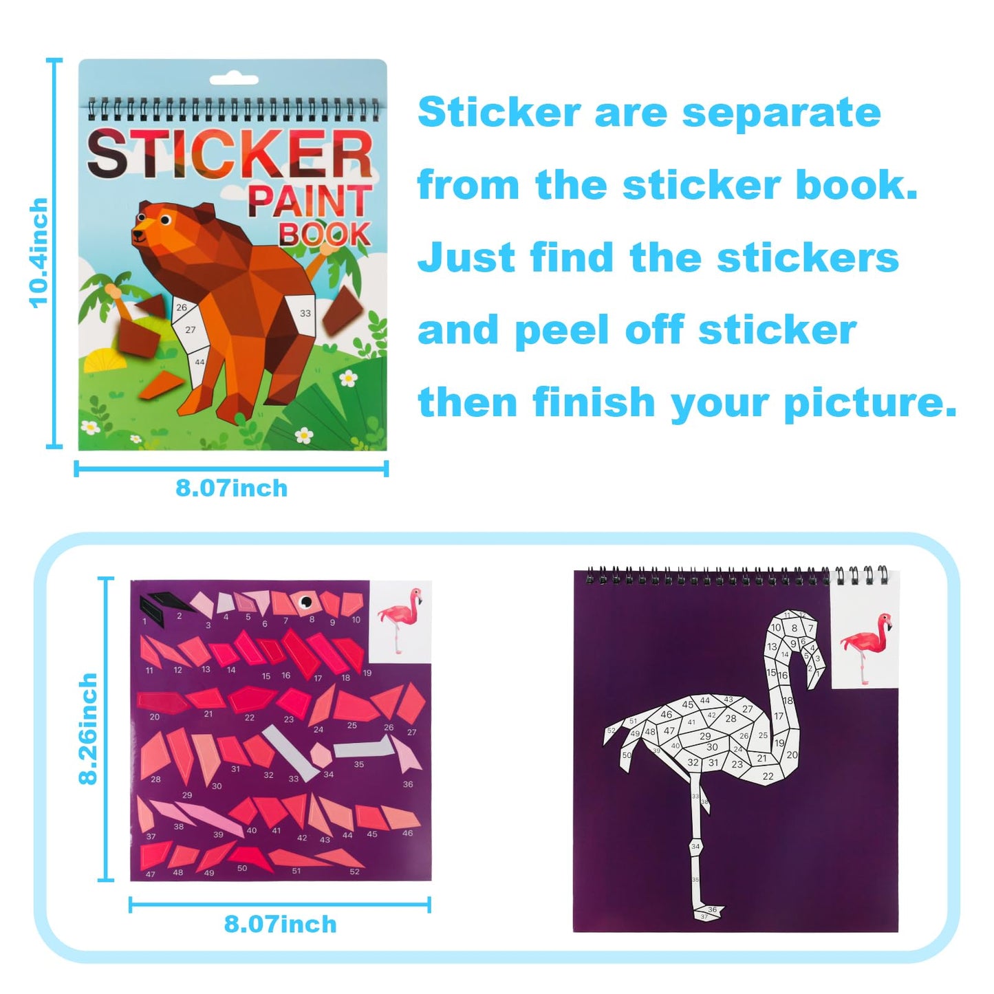 AEAHALY Animal Sticker Paint Books for Kids 4-8 | Travel Activity & Gift Set