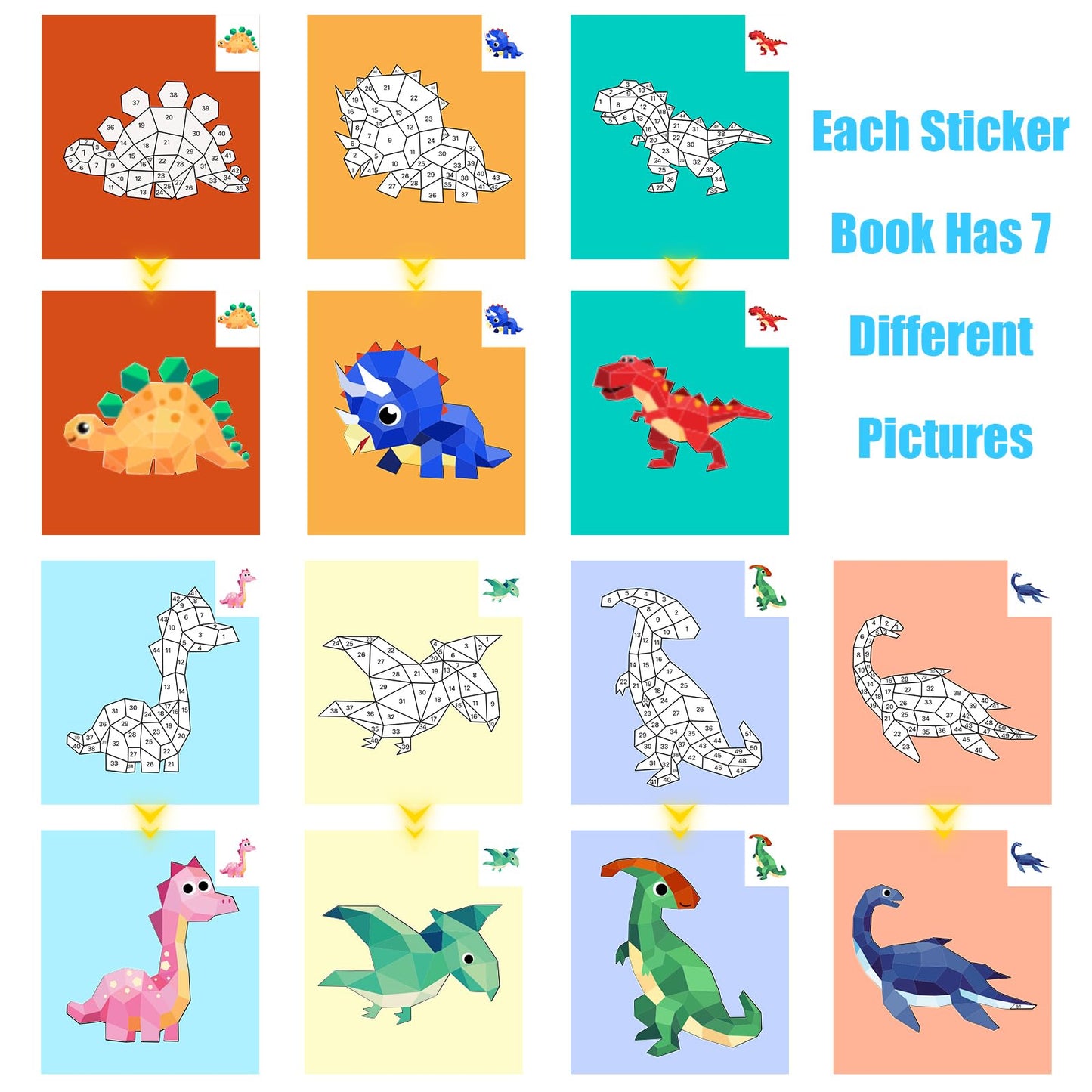 AEAHALY 2-Pack Sticker Book Crafts for Kids Aged 4-8 — Dinosaur & Horse Theme