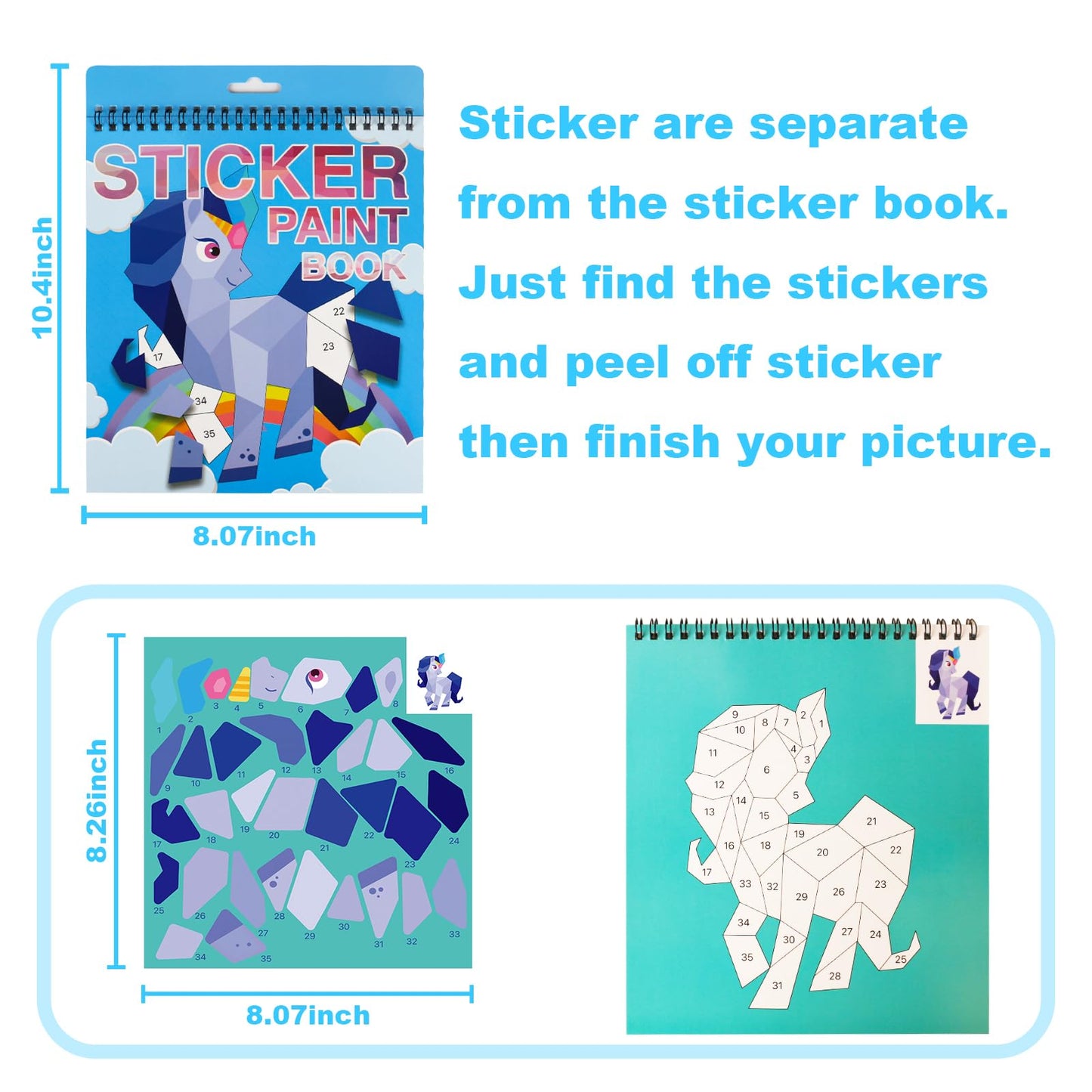 AEAHALY 2-Pack Sticker Book Crafts for Kids Aged 4-8 — Dinosaur & Horse Theme