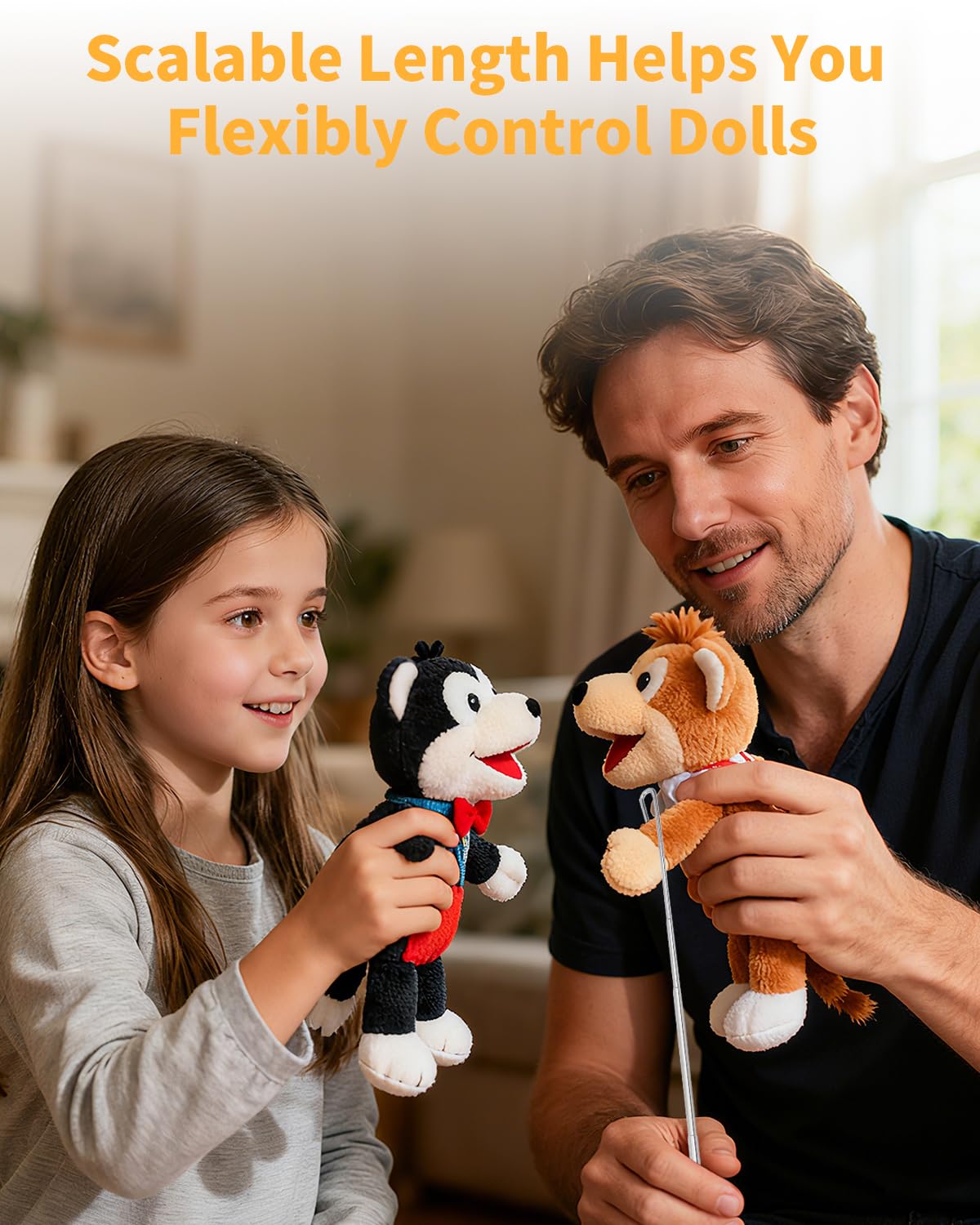 Aecsze 2-Piece Adjustable Puppet Handles Arm Control Rods – Durable Stainless Steel with Rubber Grip