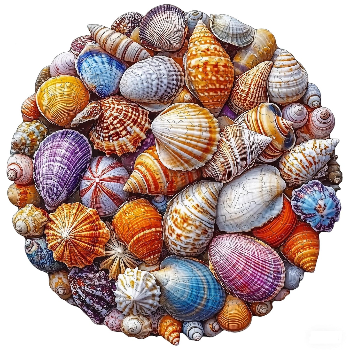 Aeekdook Wooden Puzzles for Adults – Colorful Seashell Round Puzzle (200 Pieces)