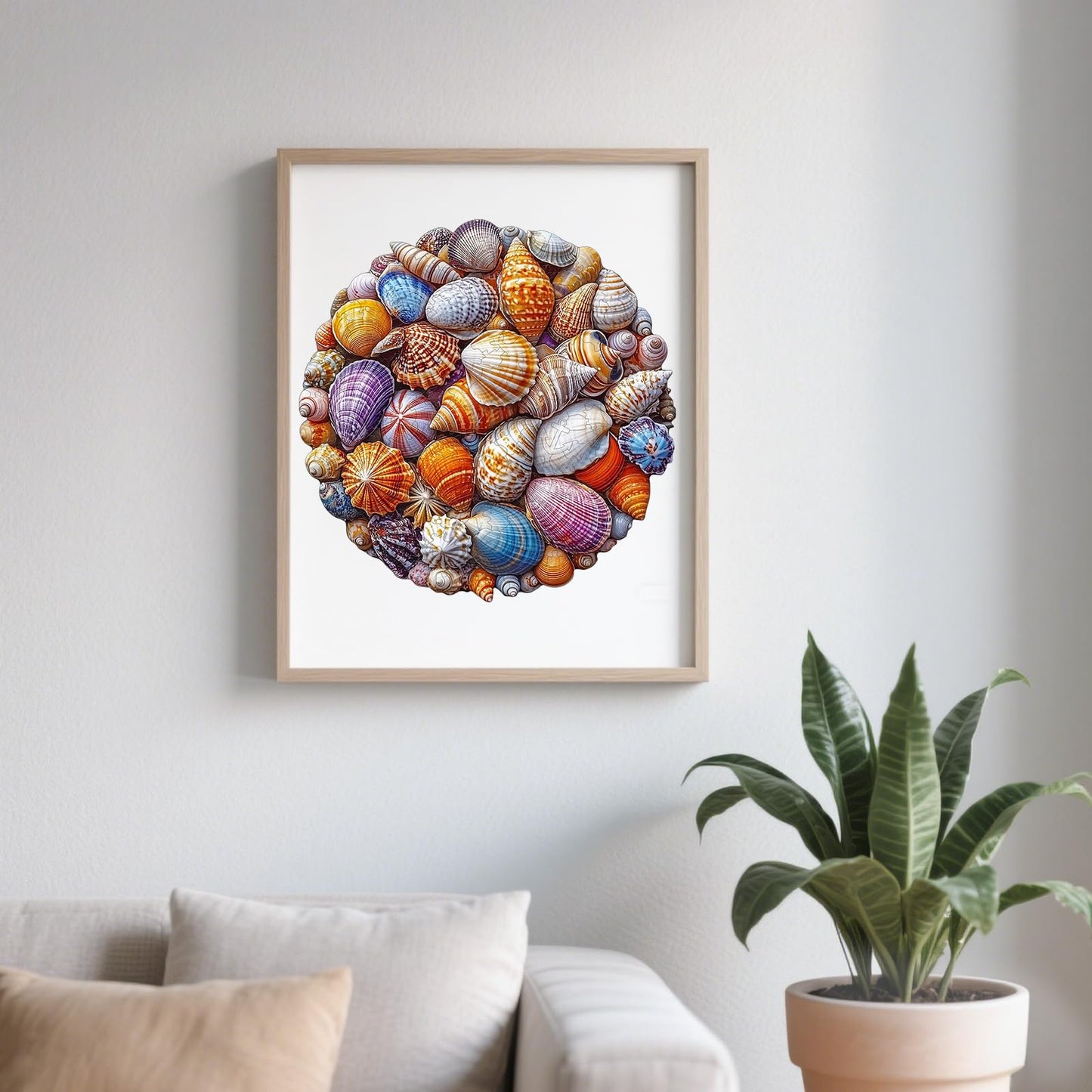 Aeekdook Wooden Puzzles for Adults – Colorful Seashell Round Puzzle (200 Pieces)