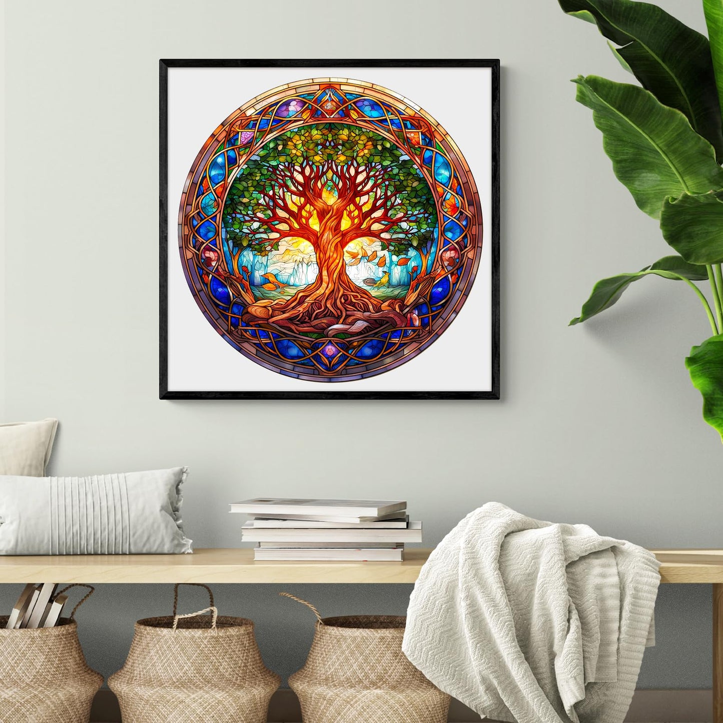Aeekdook Wooden Puzzles for Adults – Stained Glass Tree of Life 200-Piece Jigsaw Puzzle | Premium Brain Teaser & Decorative Gift